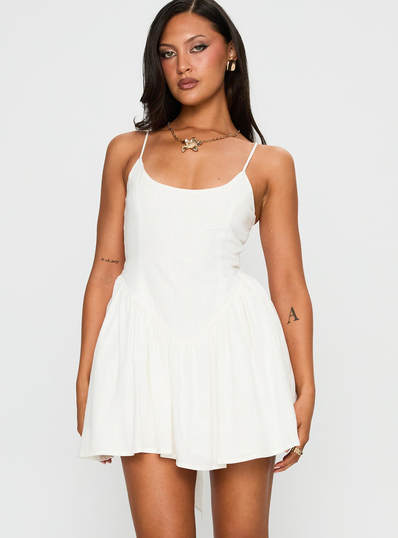 Alternative view of Angel Wings Tie Up Mini Dress White