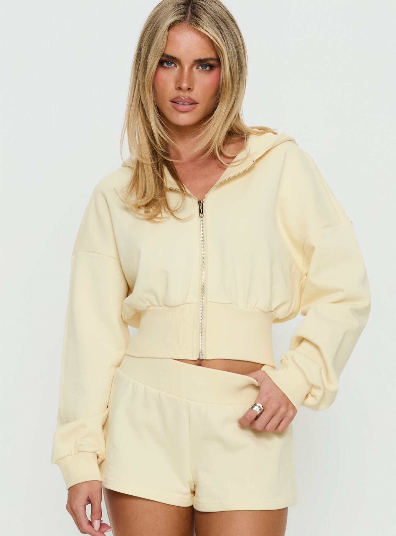 Alternative view of Daytime Cropped Blouson Hoodie Buttercream