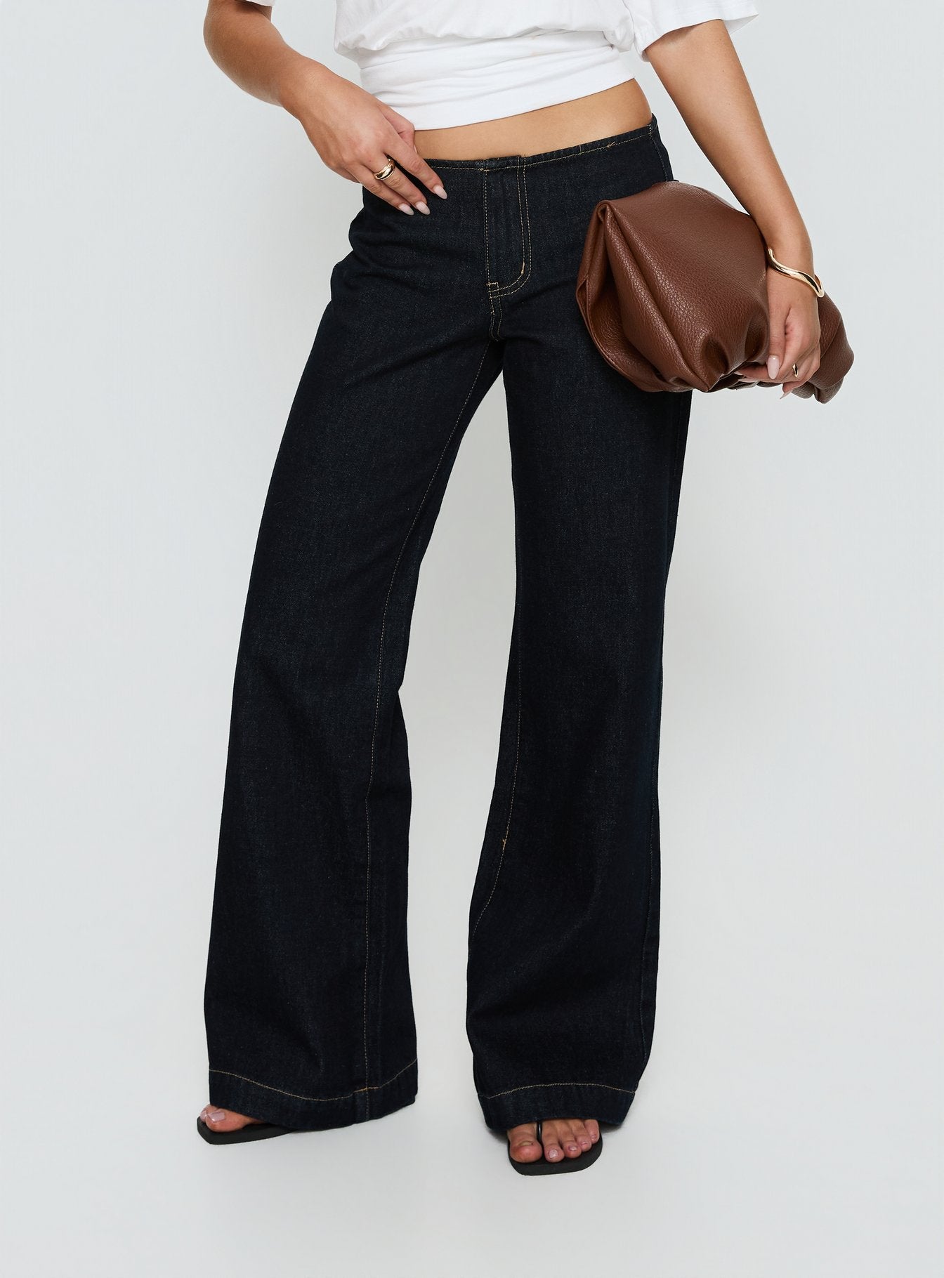 Alternative view of Buenos No Waist Low Rise Straight Leg Jeans Raw Denim