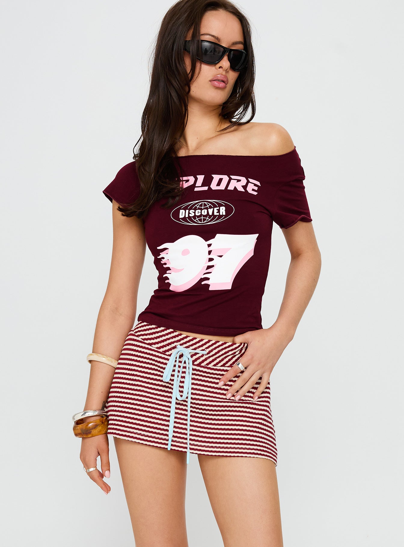 Alternative view of Bexi Textured Skort Red / White Stripe