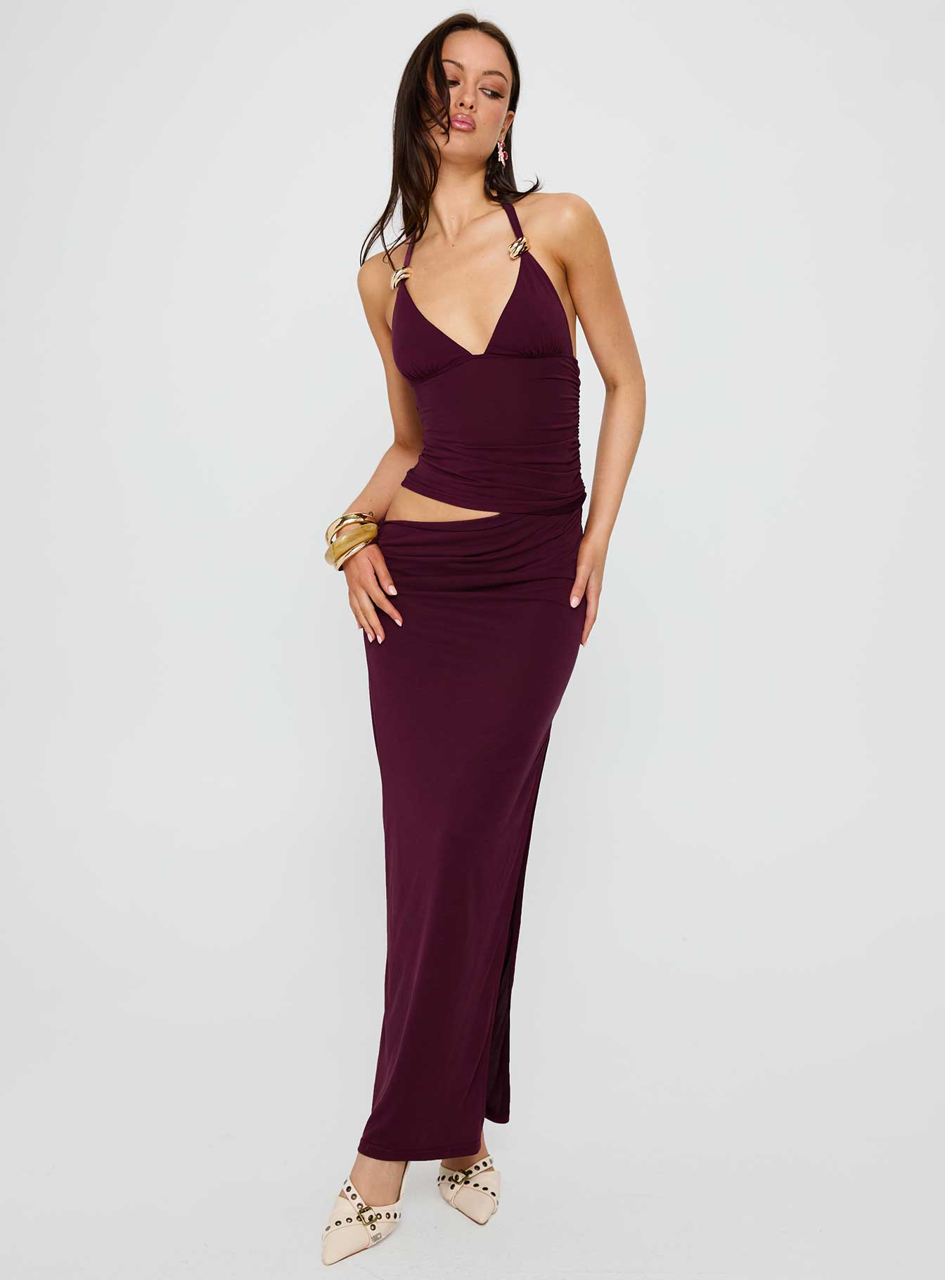 Alternative view of Imeraldia Hardware Halter Maxi Dress Currant