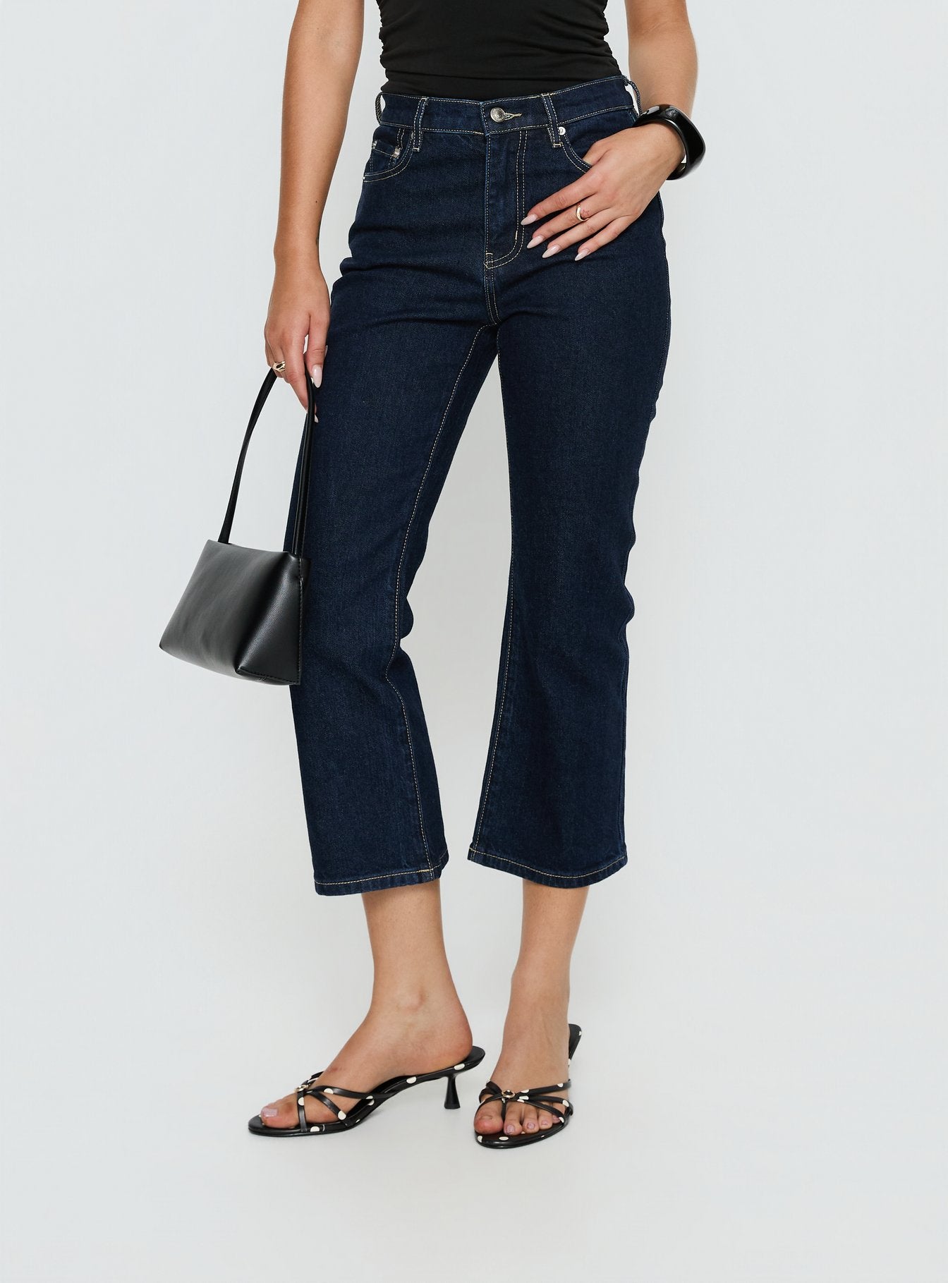 Alternative view of Cindee High Rise Cropped Jeans Raw Indigo