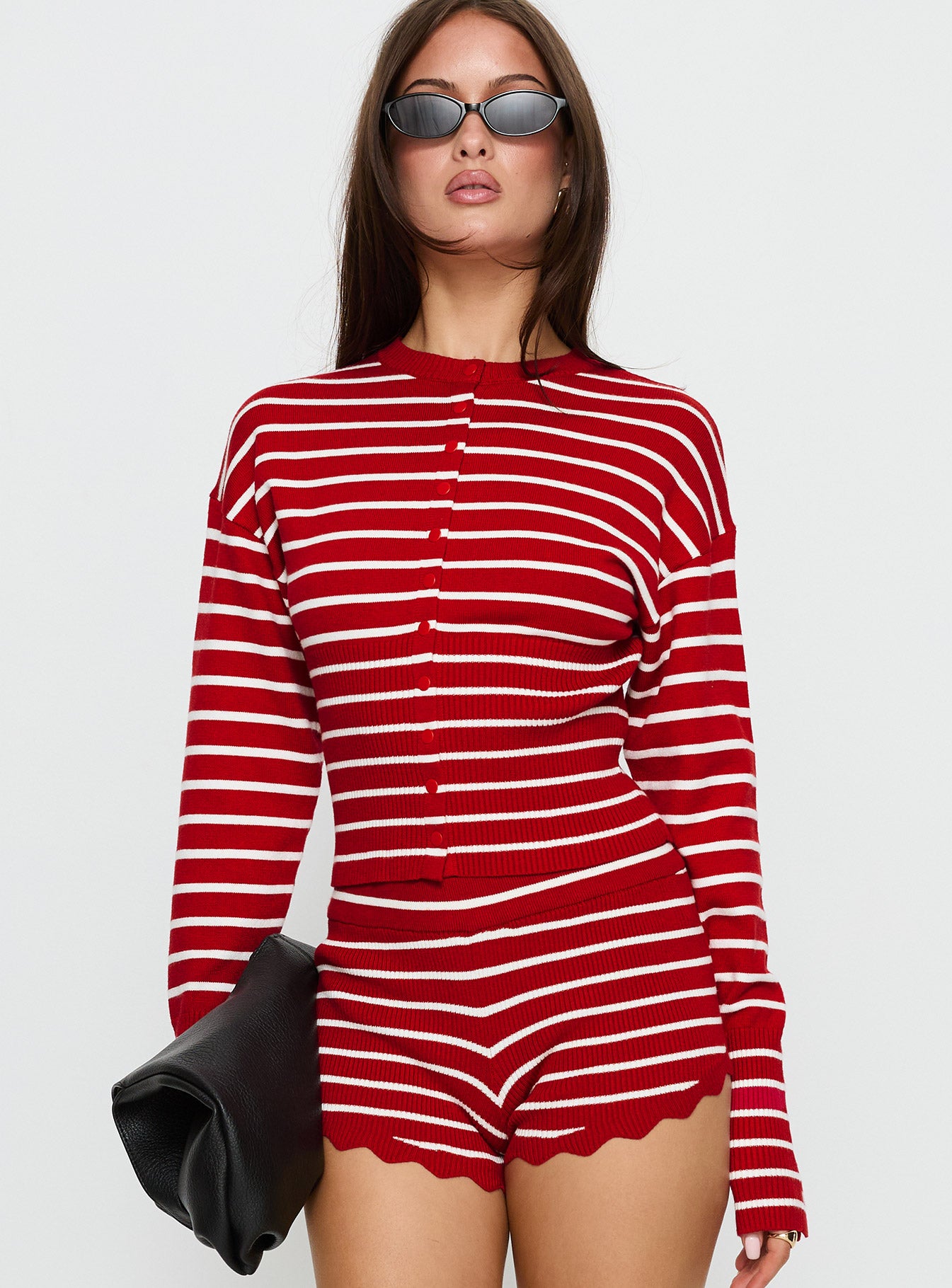 Alternative view of Head In The Clouds Cardigan Crimson Stripe