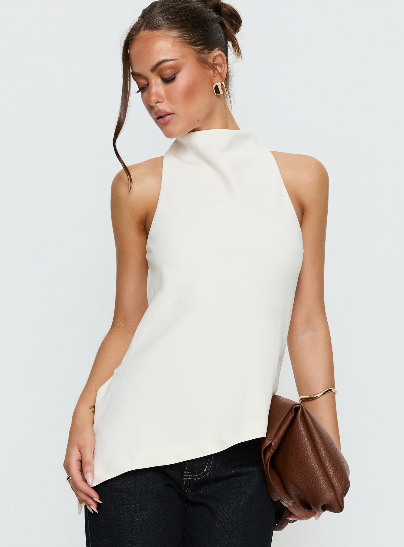 Alternative view of Days Get Dark Asymmetrical Top Cream
