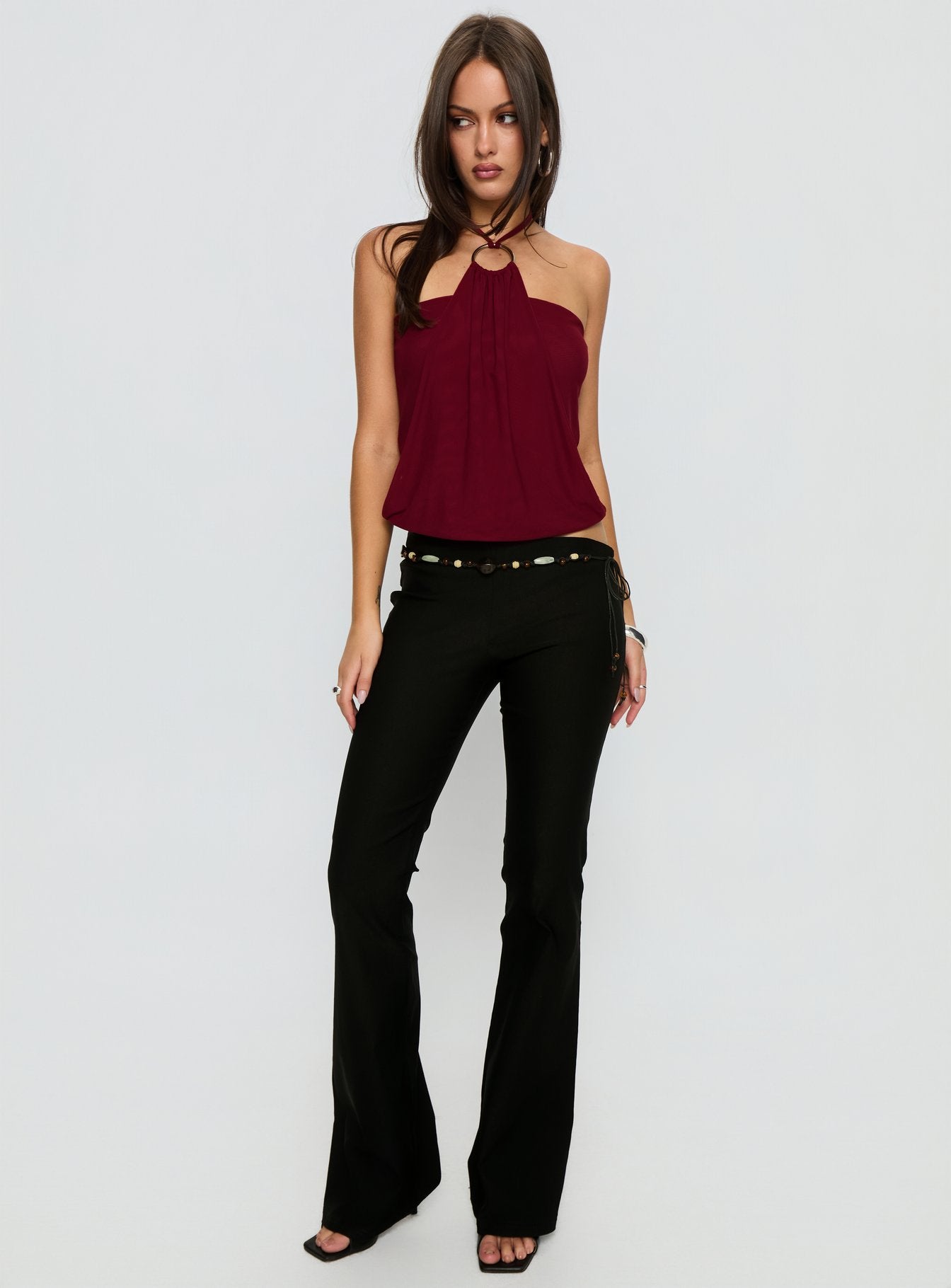 Alternative view of Krislynn Button Belt Pants Black