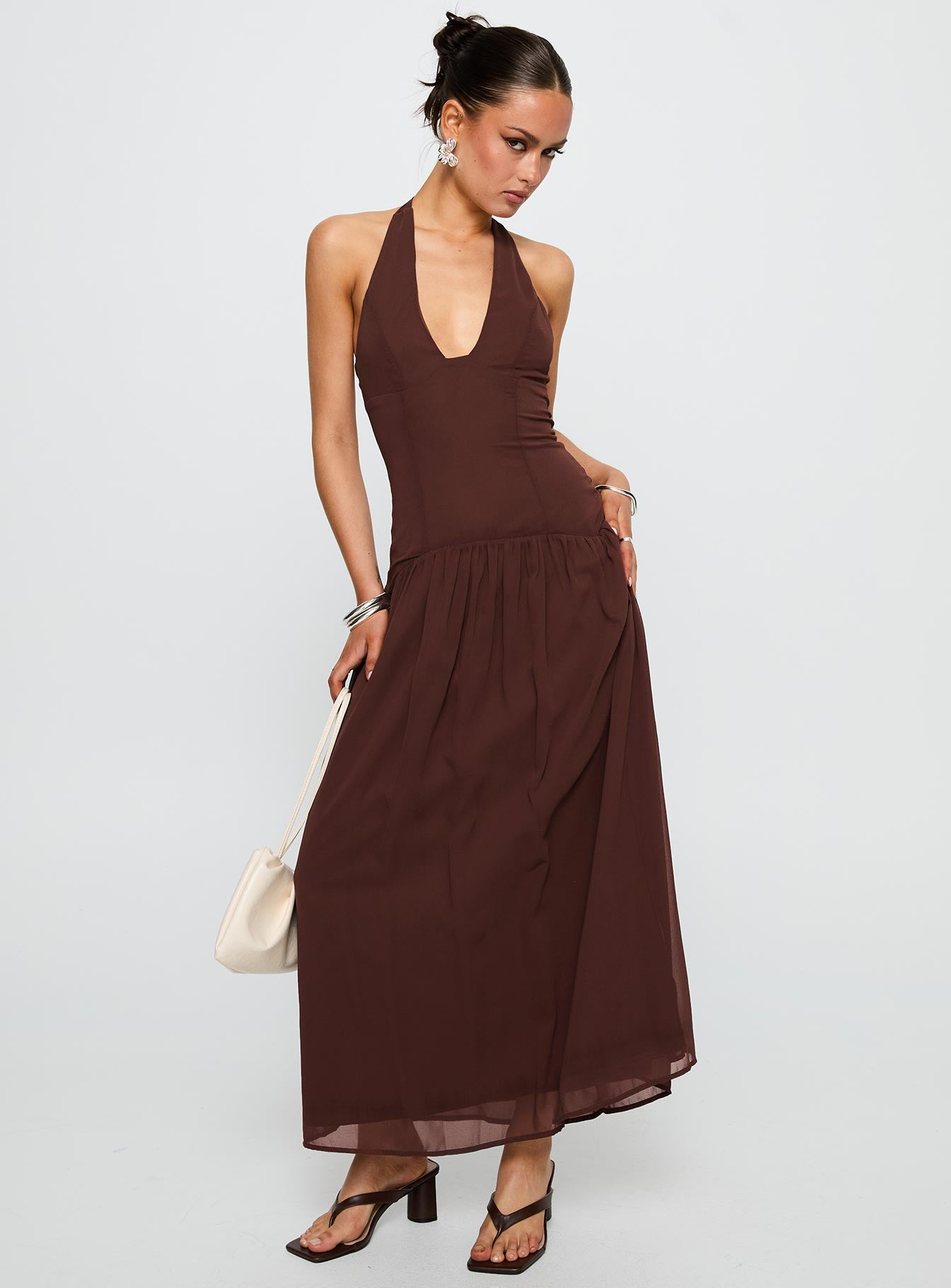 Alternative view of Chestnut Drop Waist Maxi Dress Brown