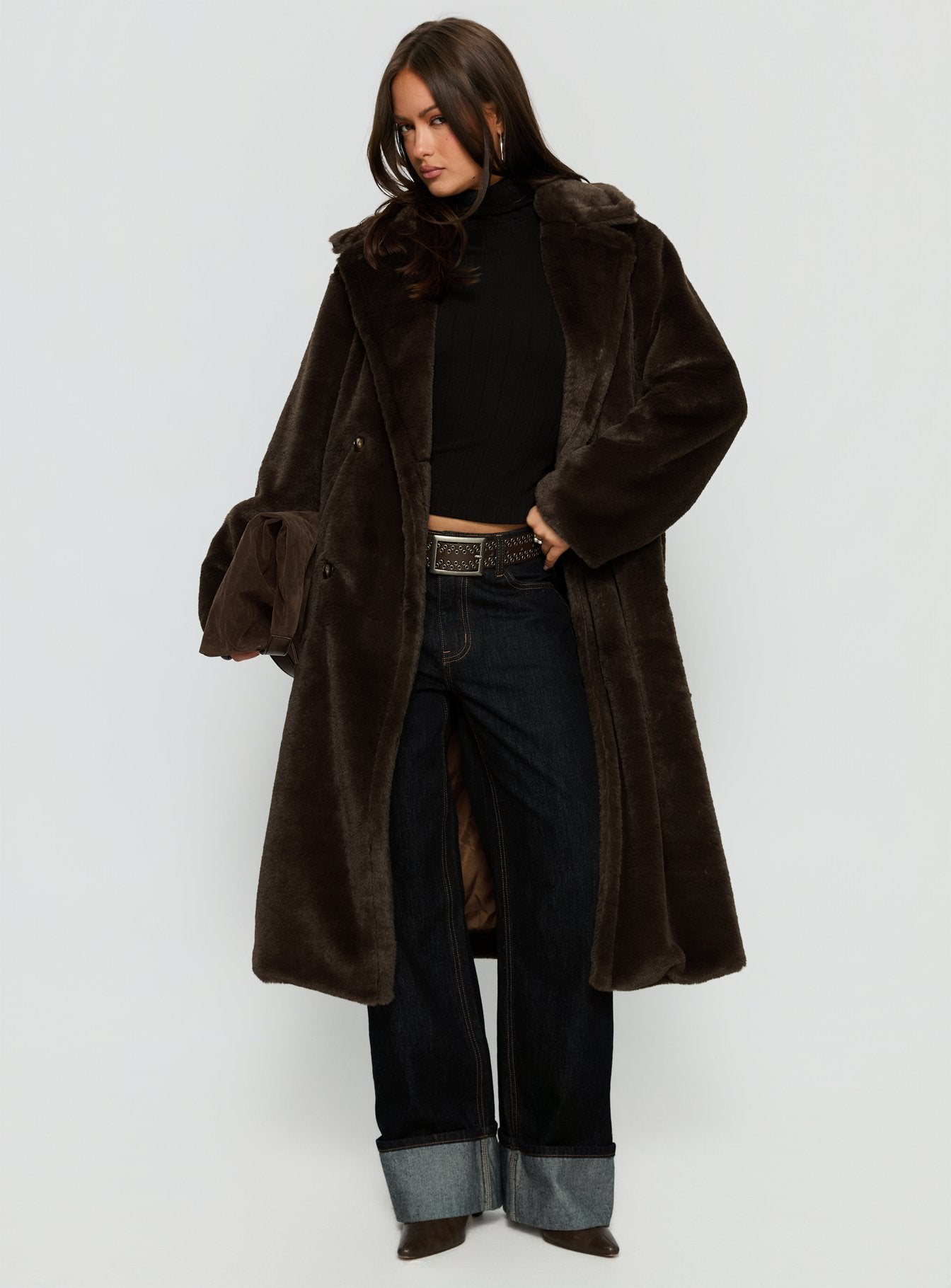 Alternative view of Alvie Longline Faux Fur Coat Brown
