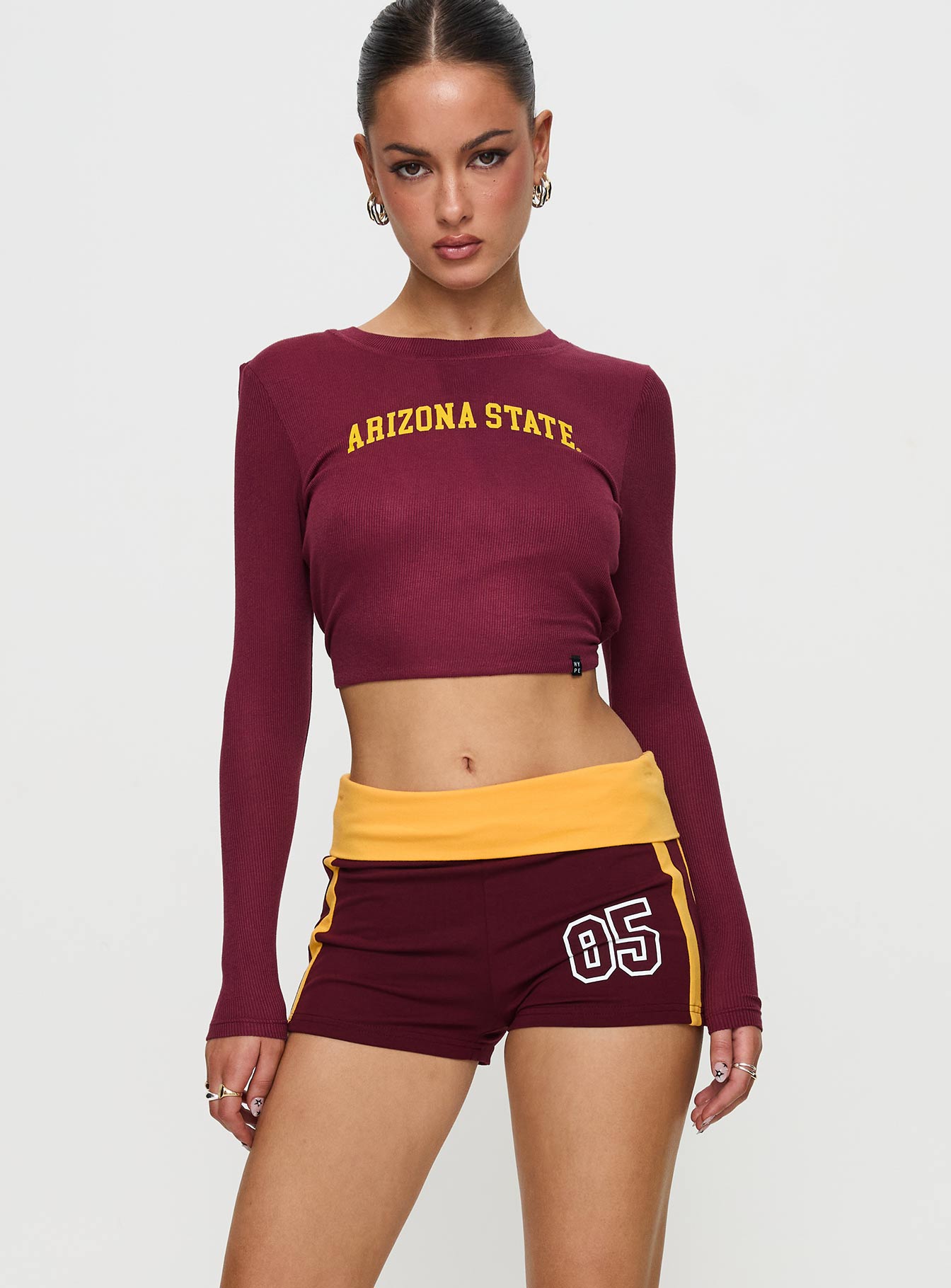 Alternative view of Asu Foldover Shorts Maroon