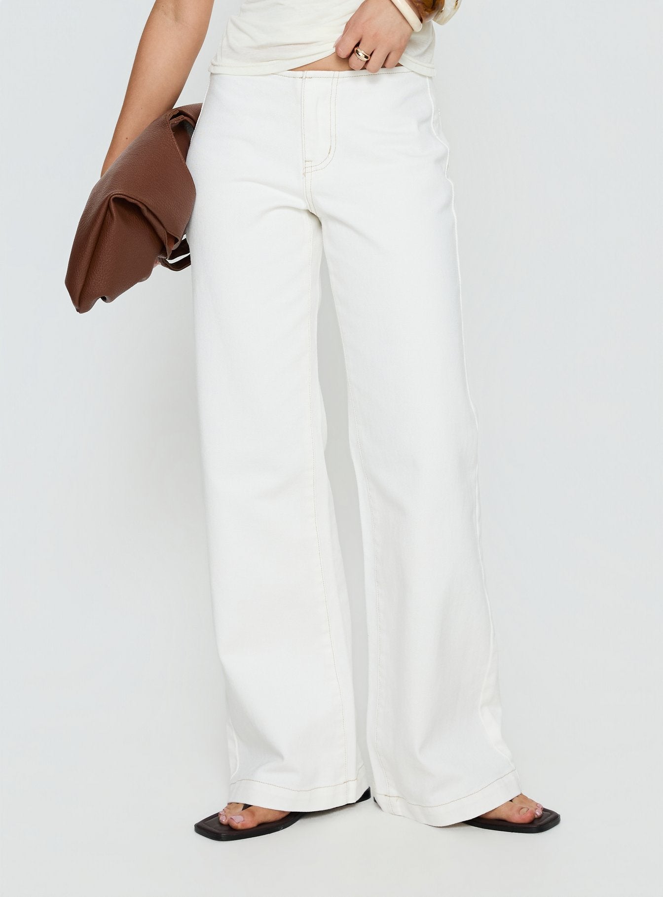 Alternative view of Buenos No Waist Low Rise Straight Leg Jeans White