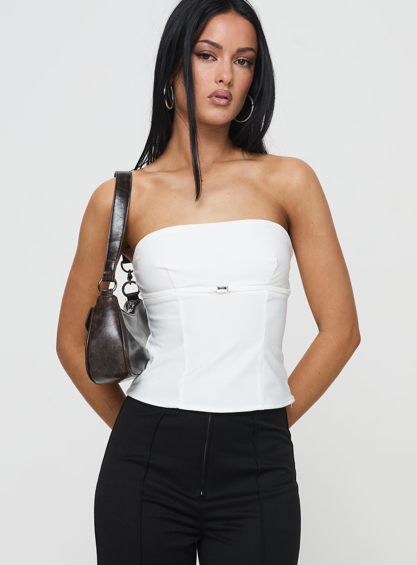 Alternative view of Flounce Strapless Top White