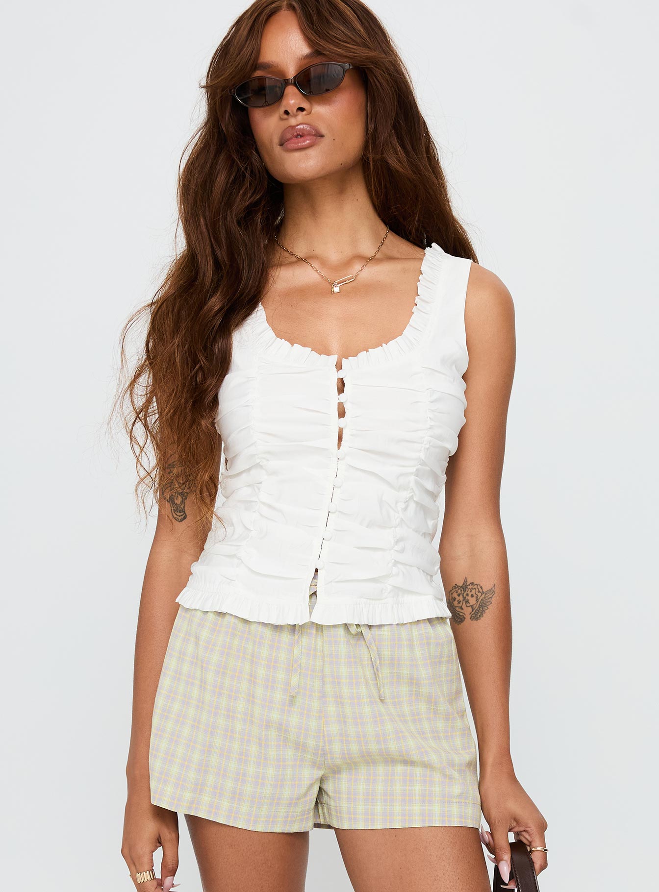 Alternative view of Almeda Button Up Top White