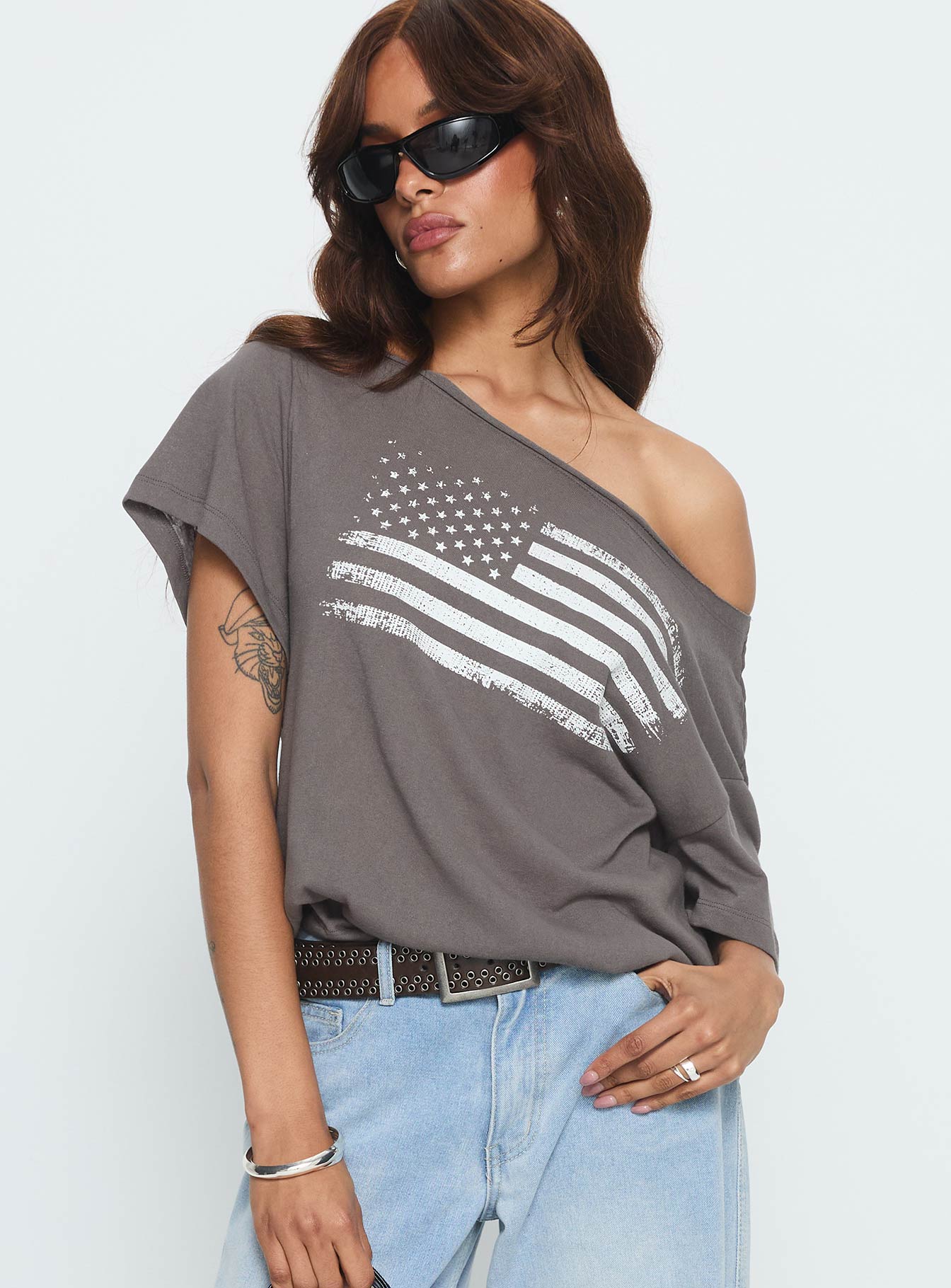 Alternative view of American Tune Graphic Top Washed Black
