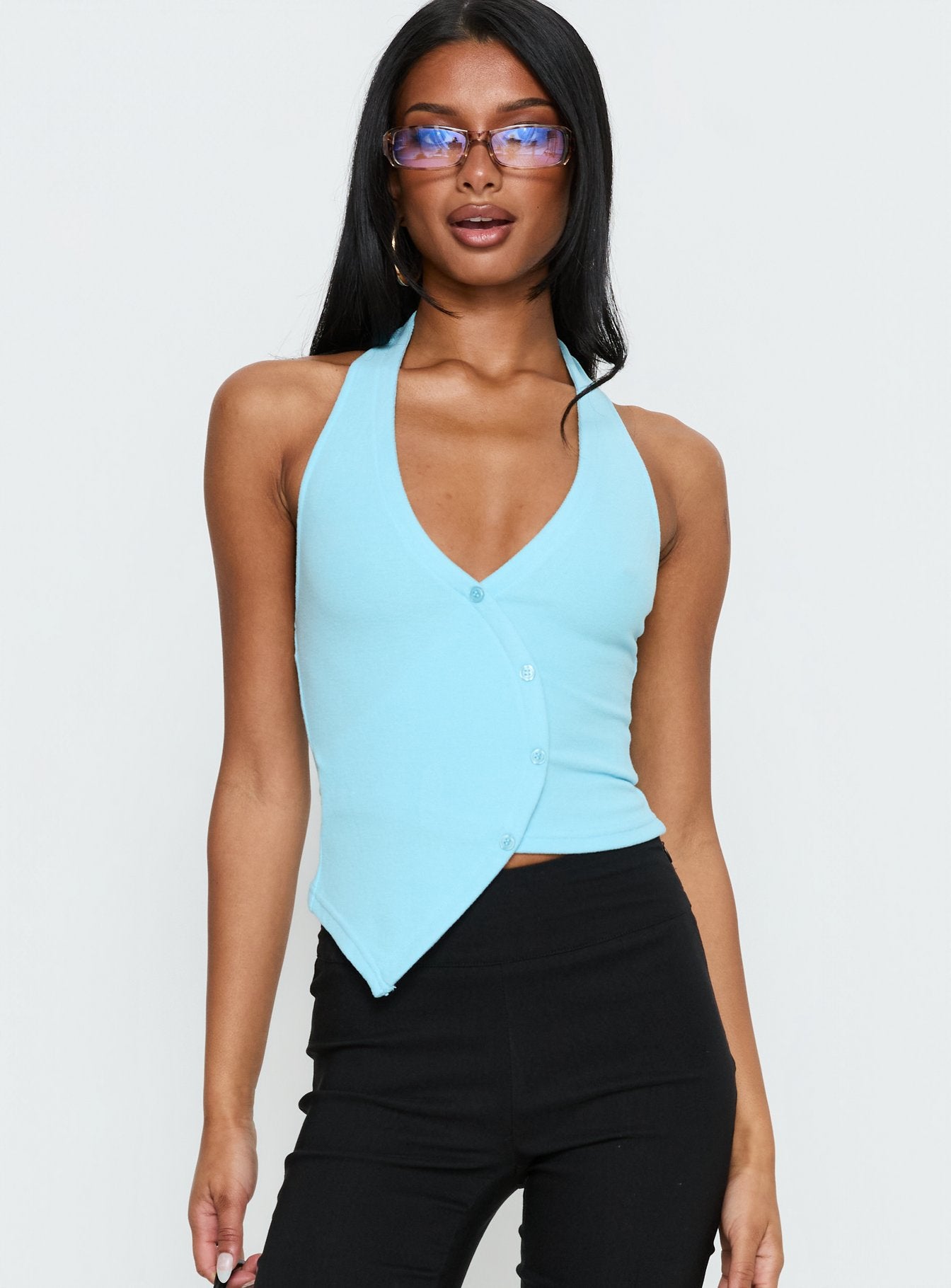 Alternative view of Avrilla Wrap Knit Top Blue