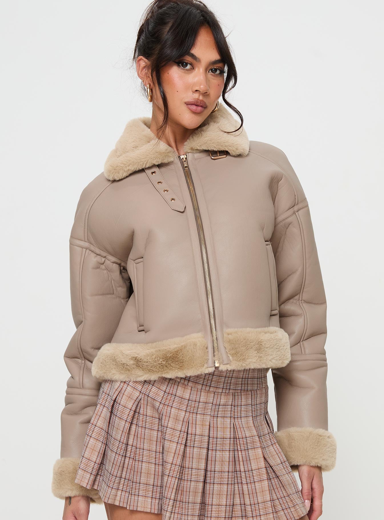 Alternative view of Henessy Faux Leather Jacket Beige