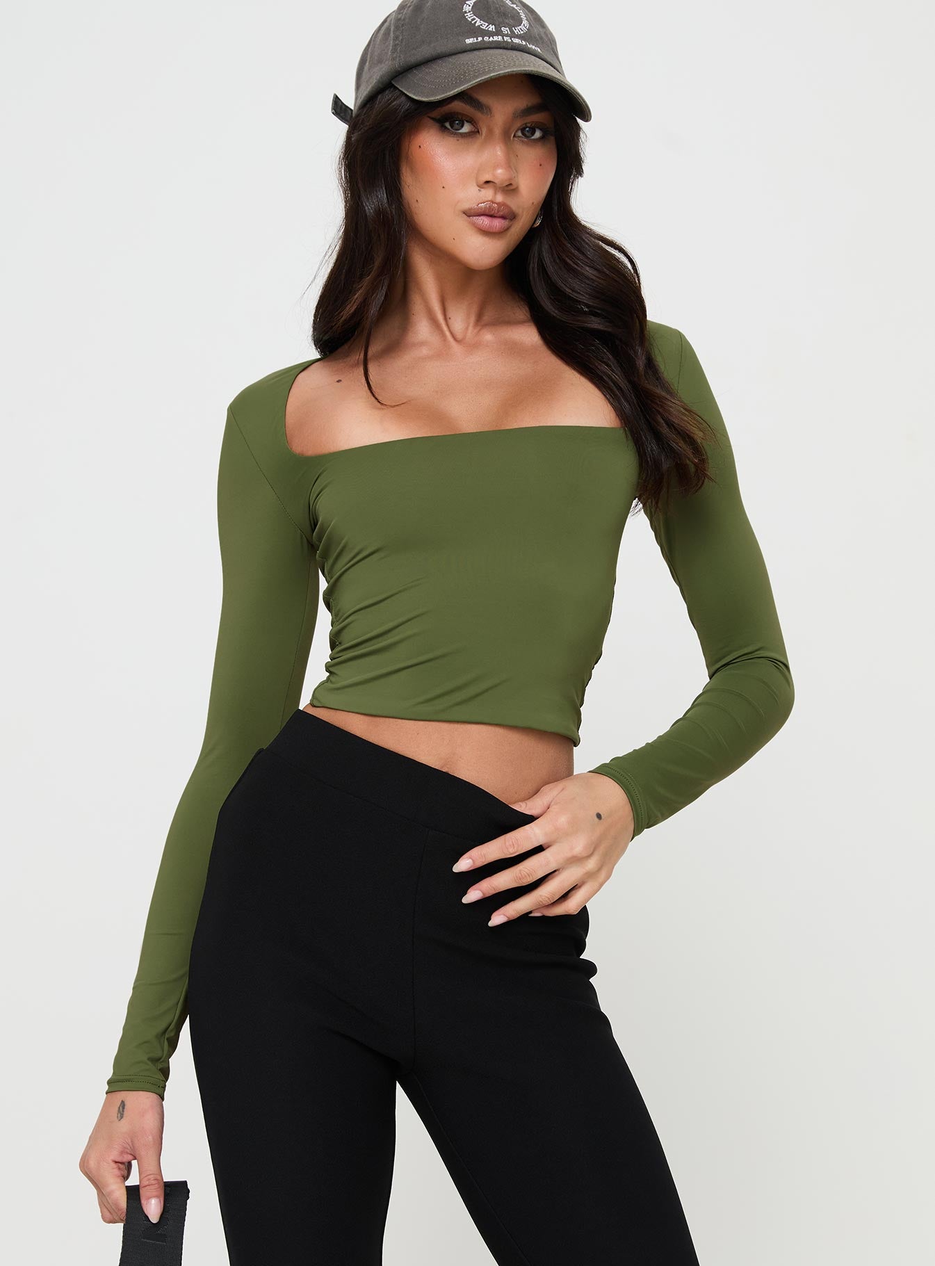 Alternative view of Back In Time Long Sleeve Top Olive