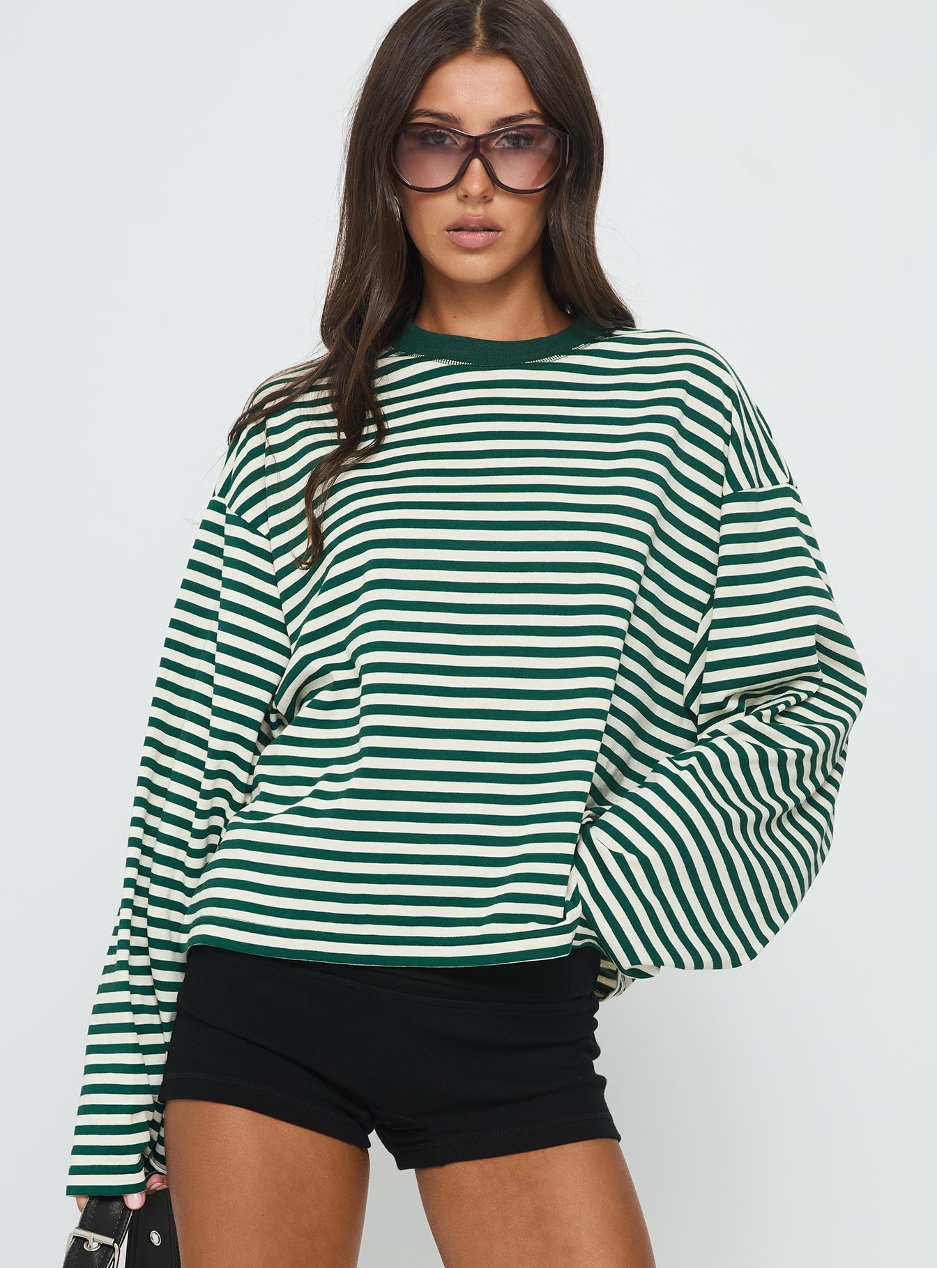Alternative view of Bloom Long Sleeve Top Moss Stripe