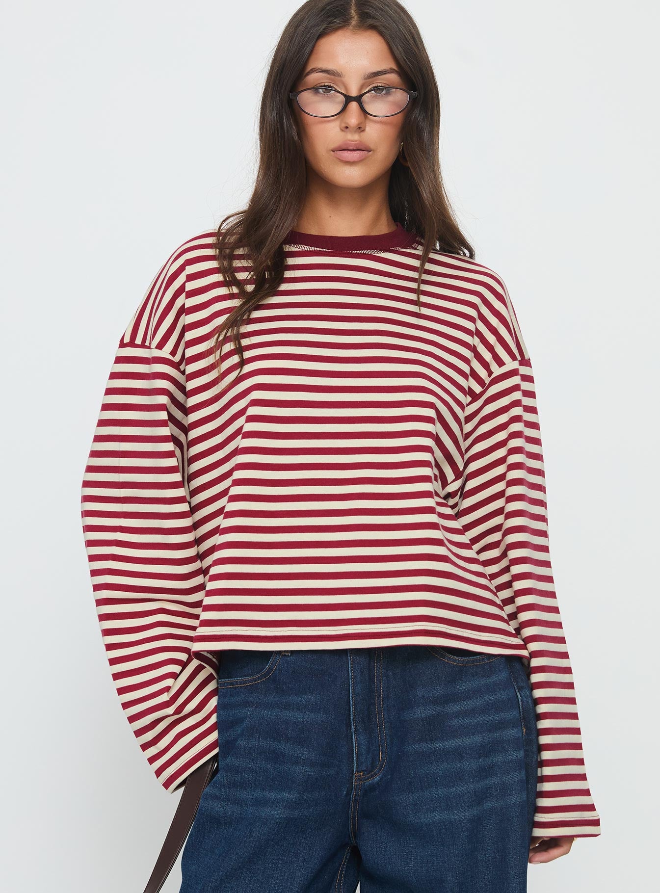 Alternative view of Bloom Long Sleeve Top Wine Stripe