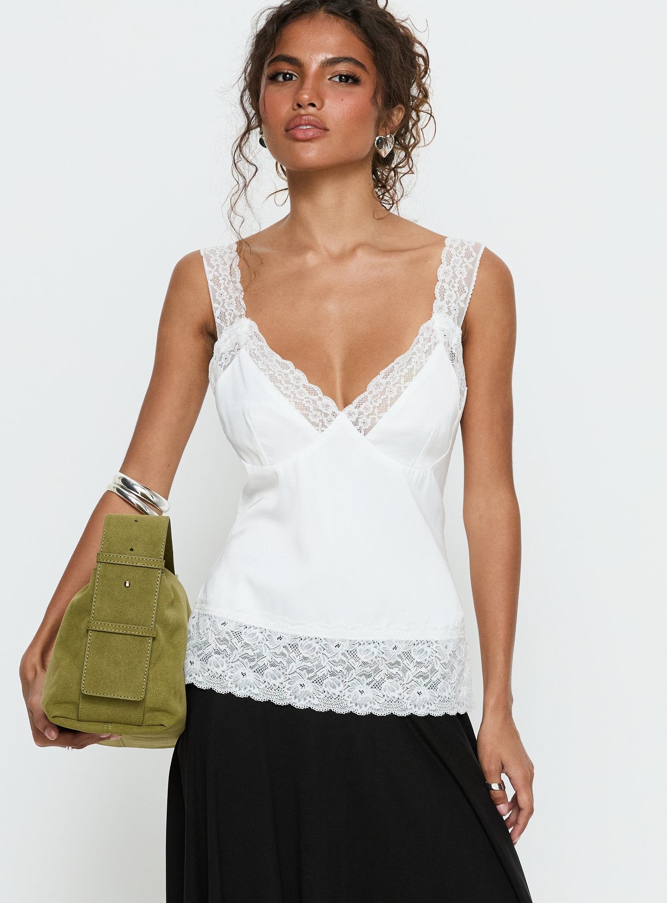 Alternative view of Avyra Lace Trim Cami Top White