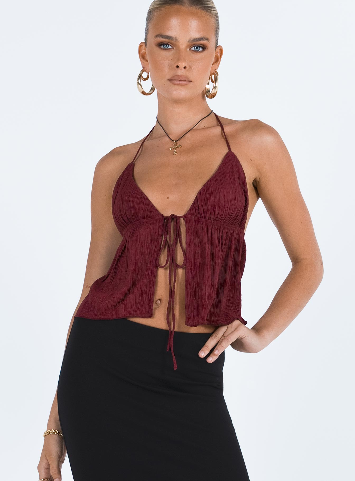Alternative view of Chantria Top Burgundy