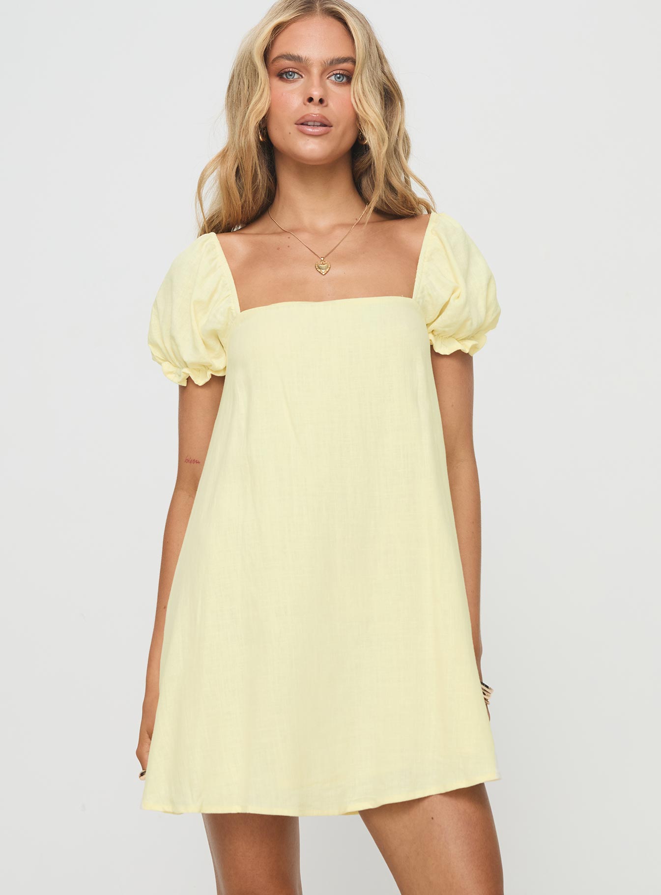 Alternative view of Beyond Linen Blend Mini Dress Yellow