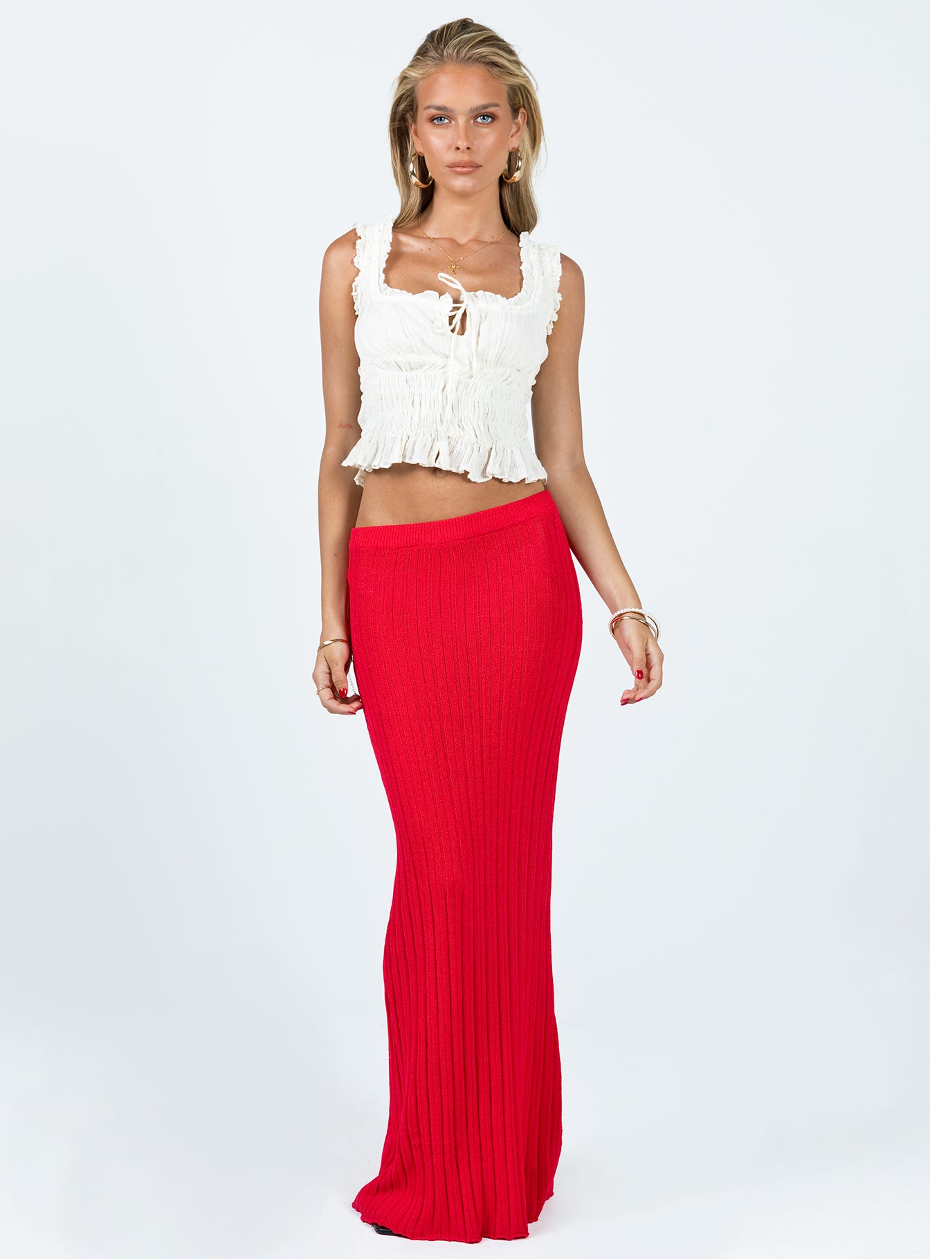 Alternative view of Belle Knit Maxi Skirt Red