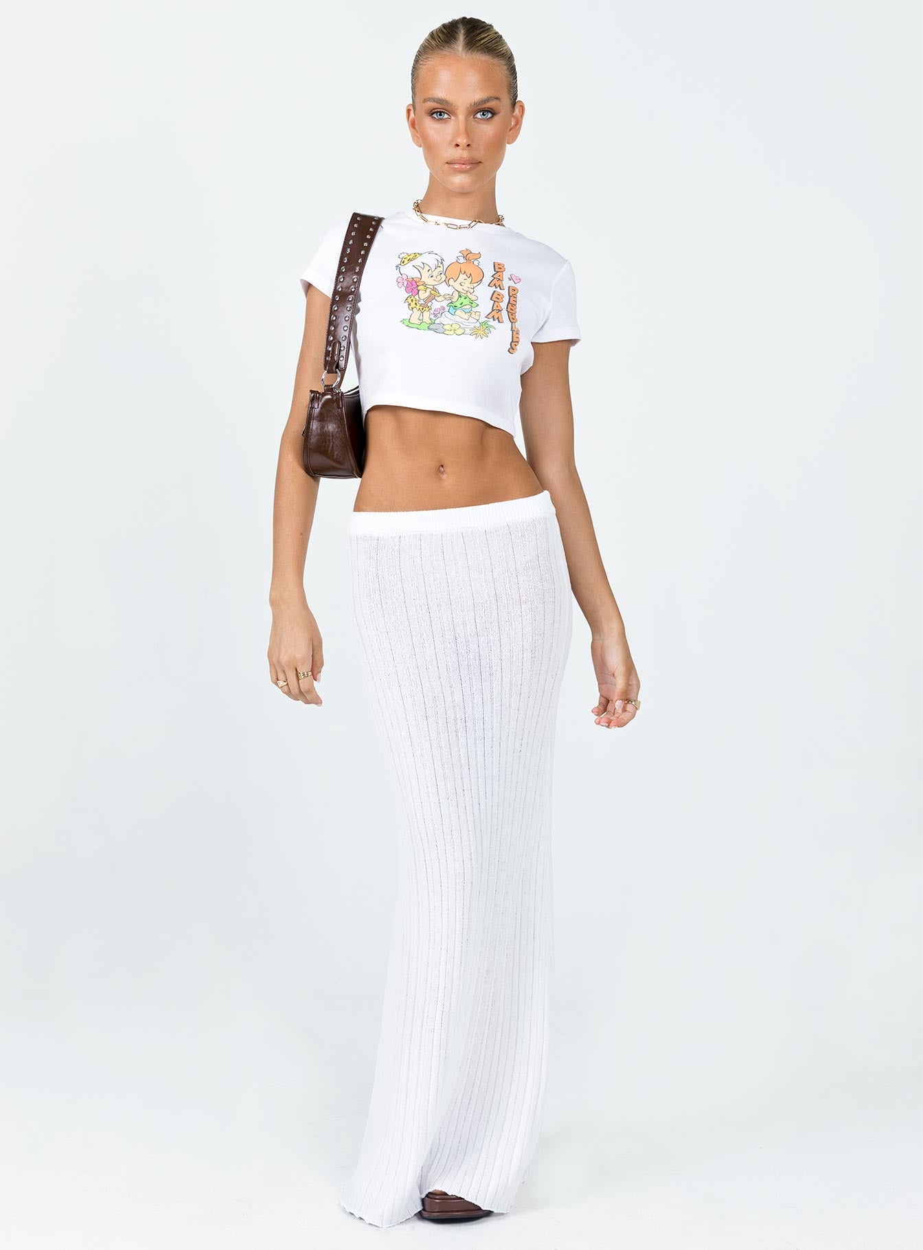 Alternative view of Belle Knit Maxi Skirt White