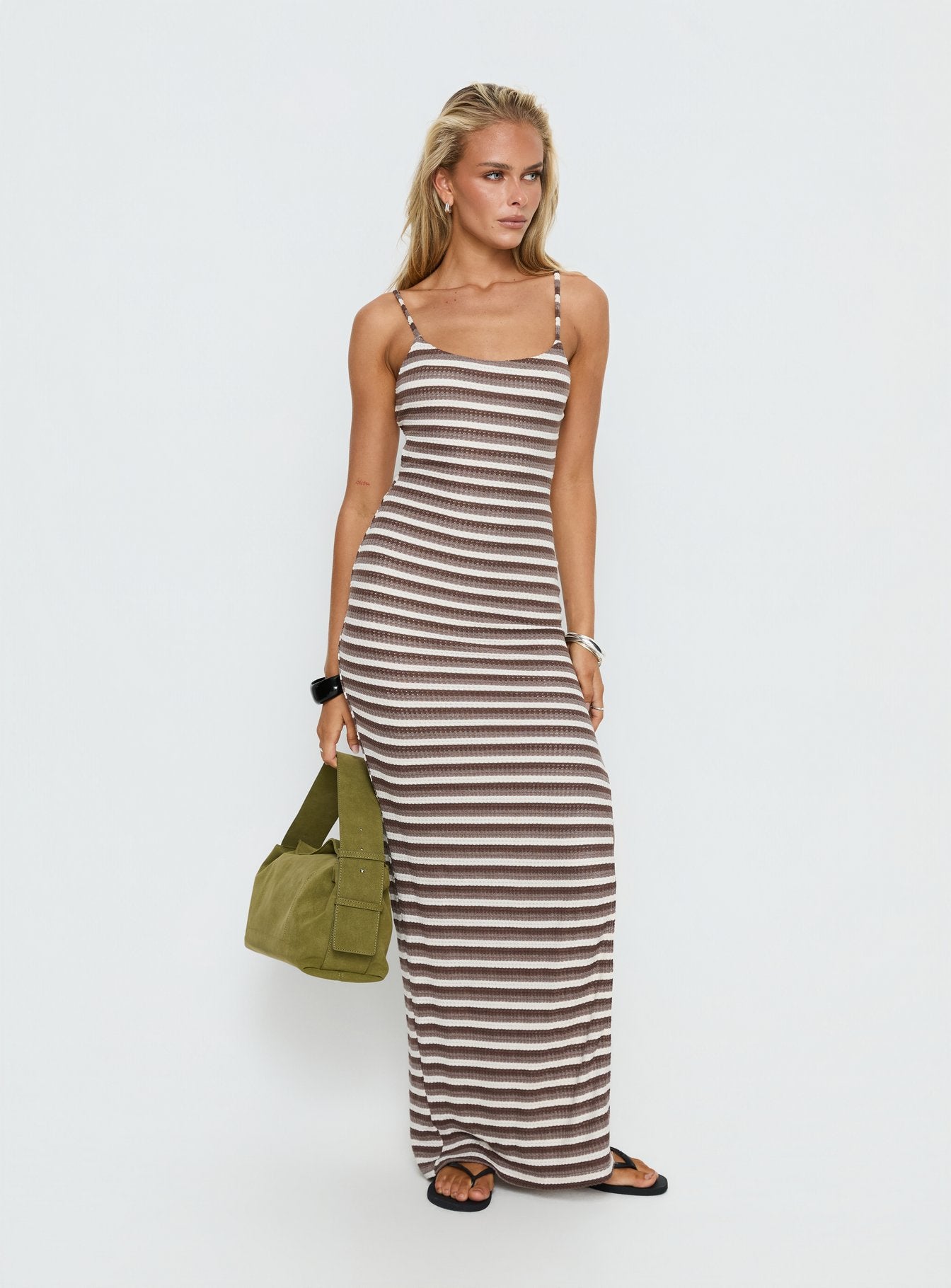 Alternative view of Elestria Maxi Dress Brown Stripe