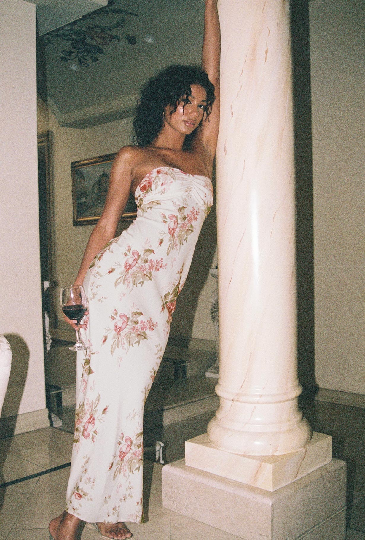 Alternative view of Abeila Strapless Maxi Dress Pink Multi