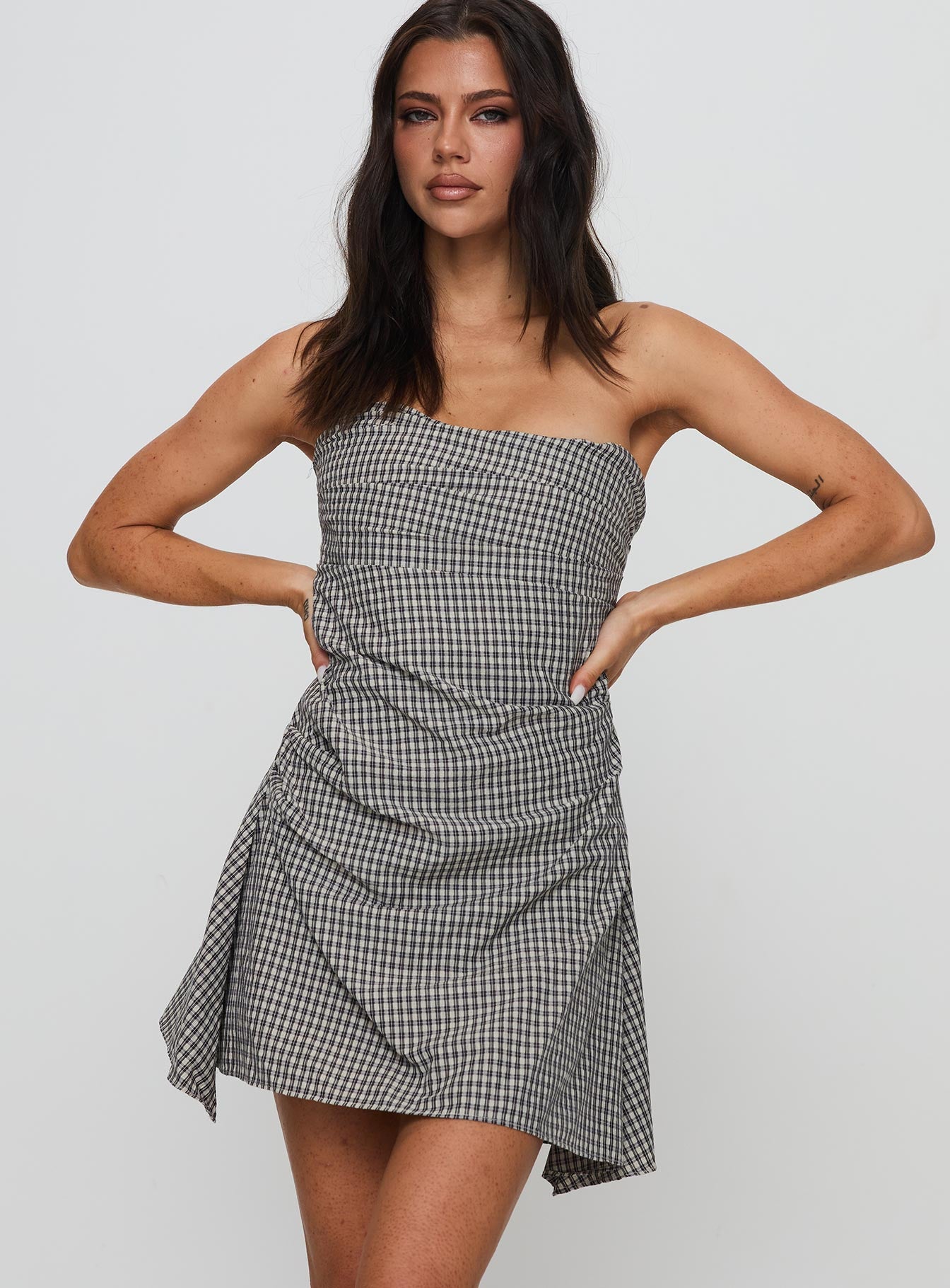 Alternative view of Bradwell Strapless Mini Dress Check