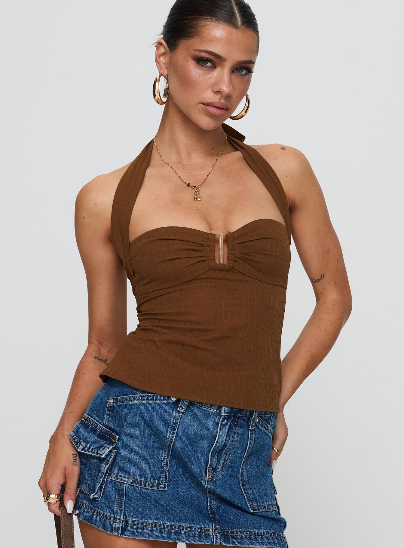 Alternative view of Isabetta Halter Top Chocolate