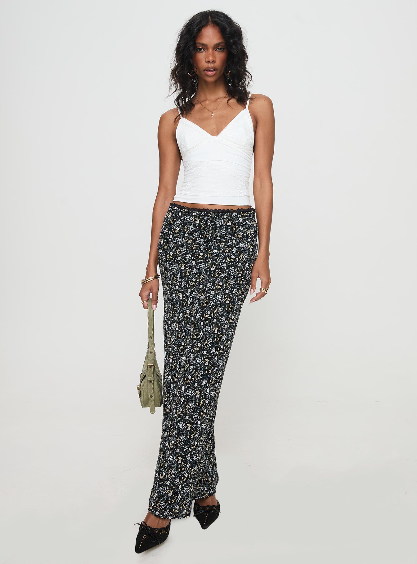 Alternative view of Emily Maxi Skirt Blue / Black Floral