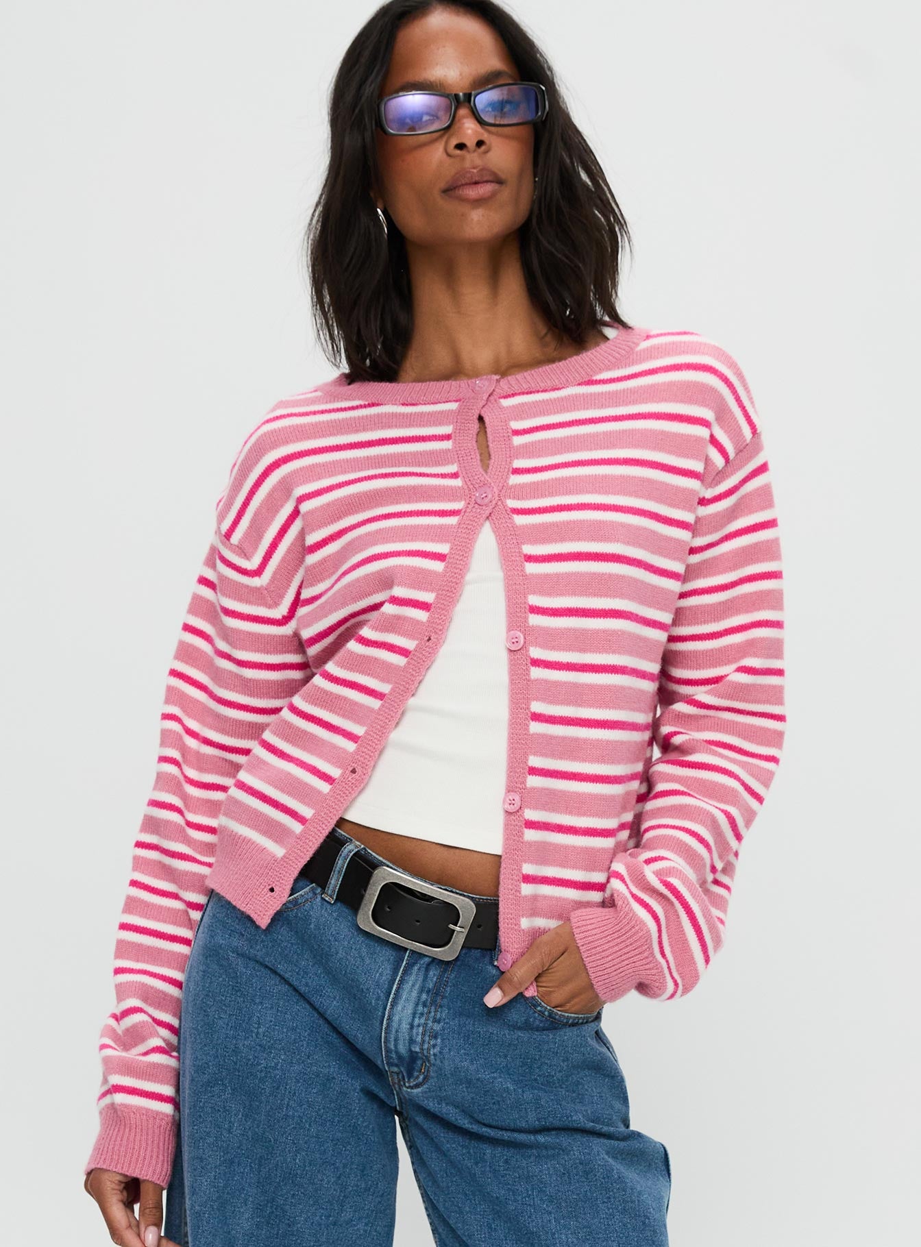 Alternative view of Heavenly Dream Cardigan Pink Stripe