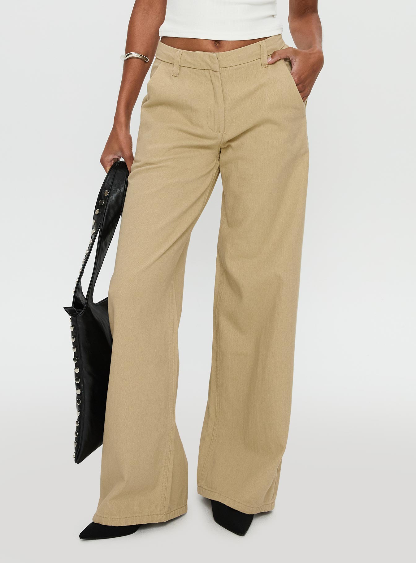 Alternative view of Latitude High Rise Wide Leg Pants Beige