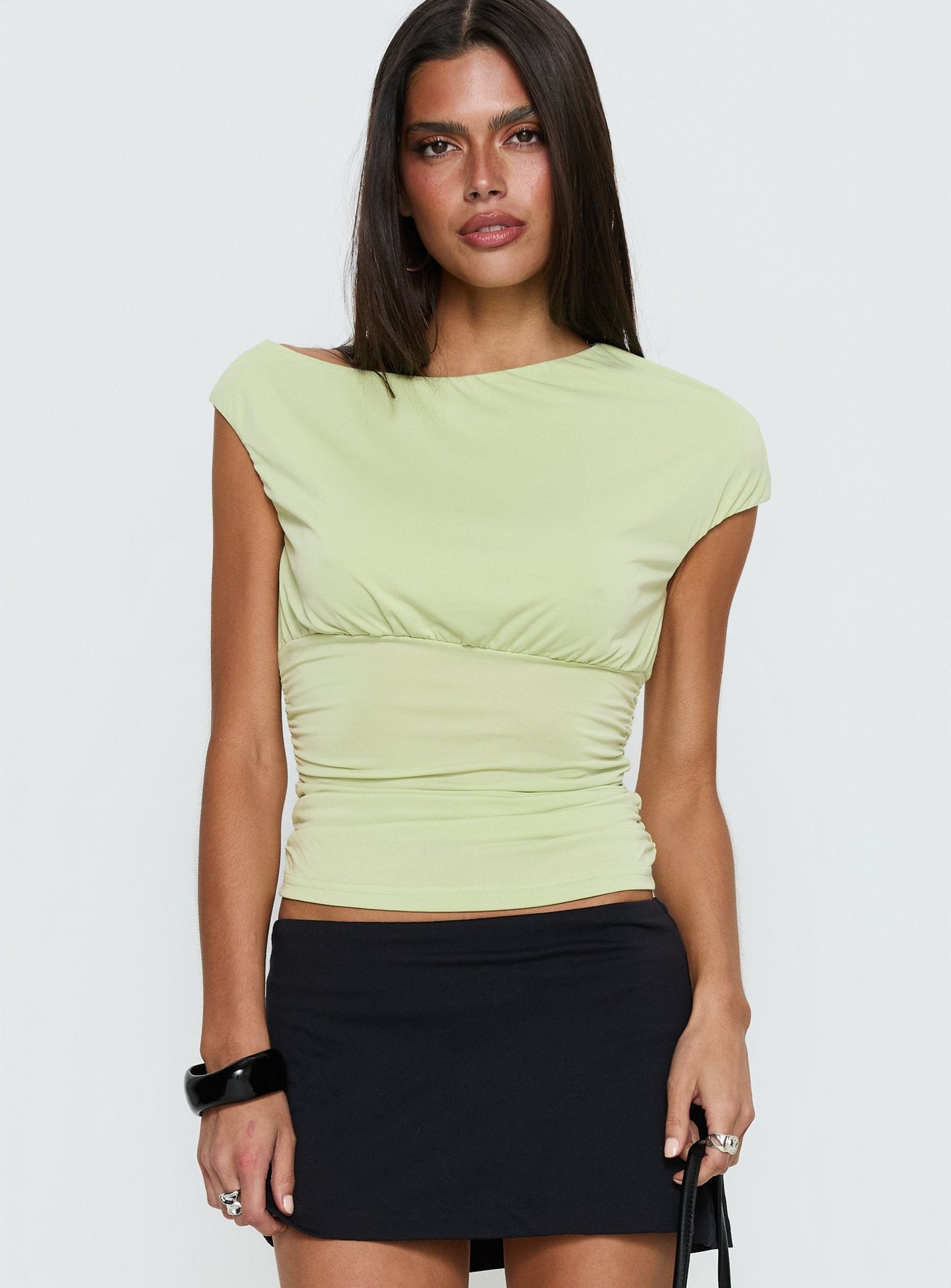 Alternative view of Emelyne Cinched Waist Top Pistachio
