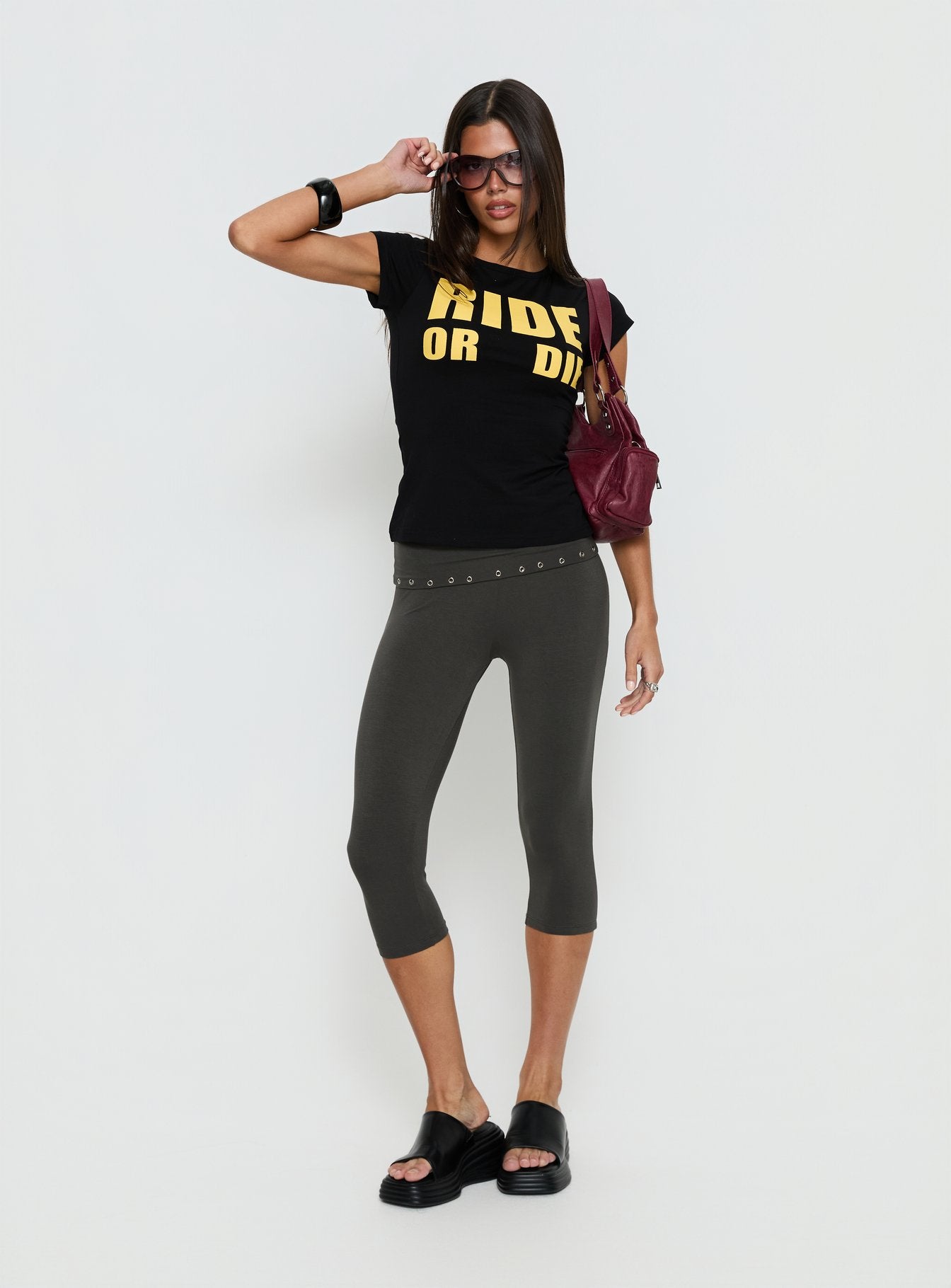 Alternative view of Enmu Capri Trouser Charcoal Grey