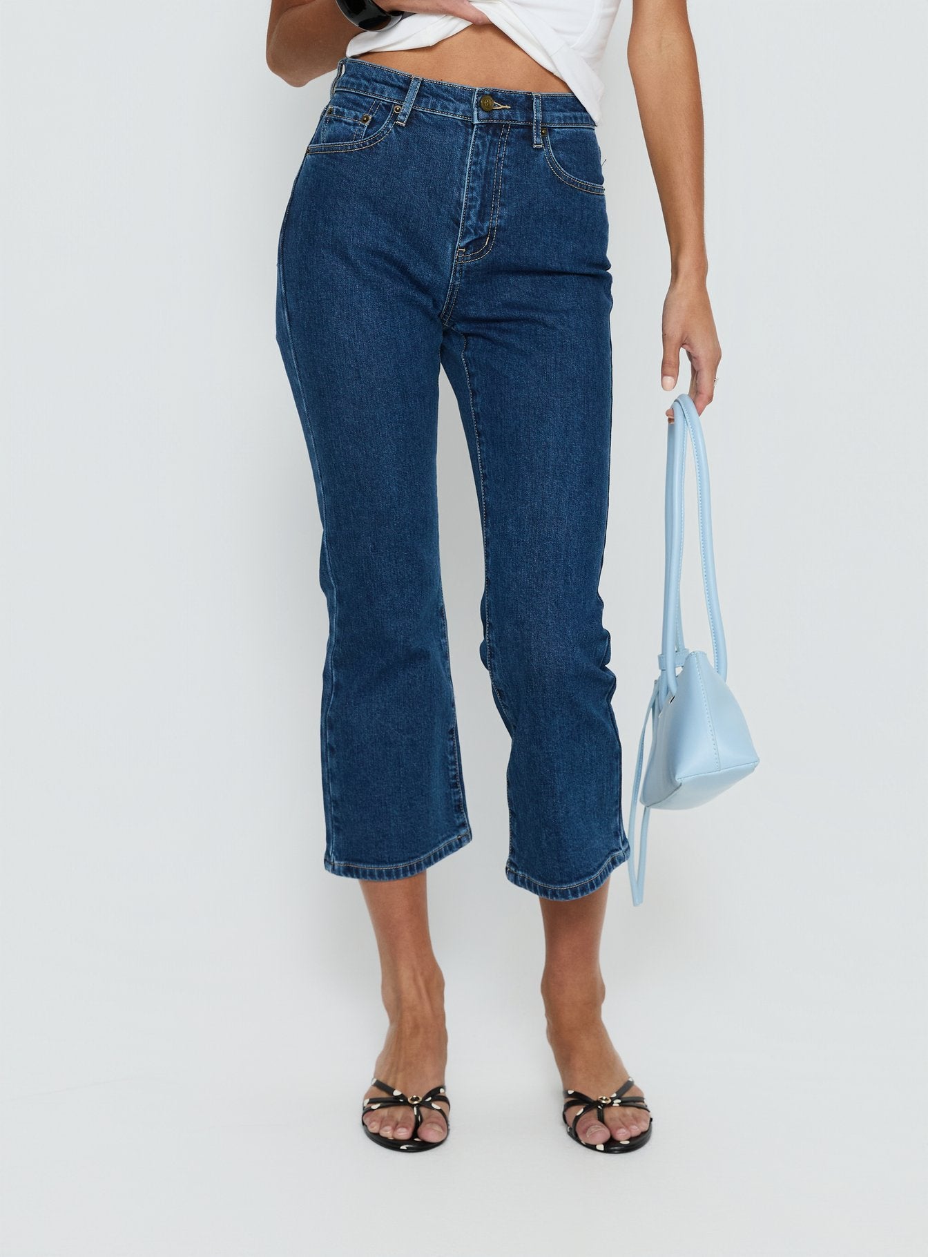 Alternative view of Cindee High Rise Cropped Jeans Mid Blue Wash