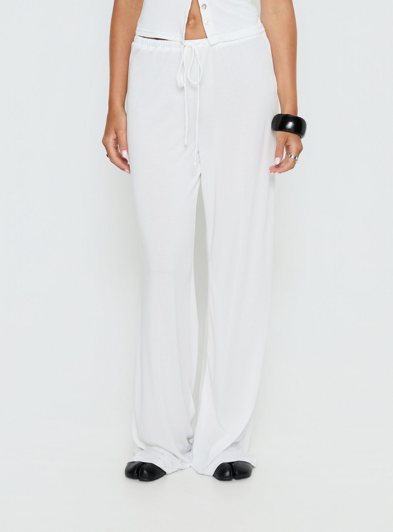Gavrielle Jersey Wide Leg Pants White - Image 2