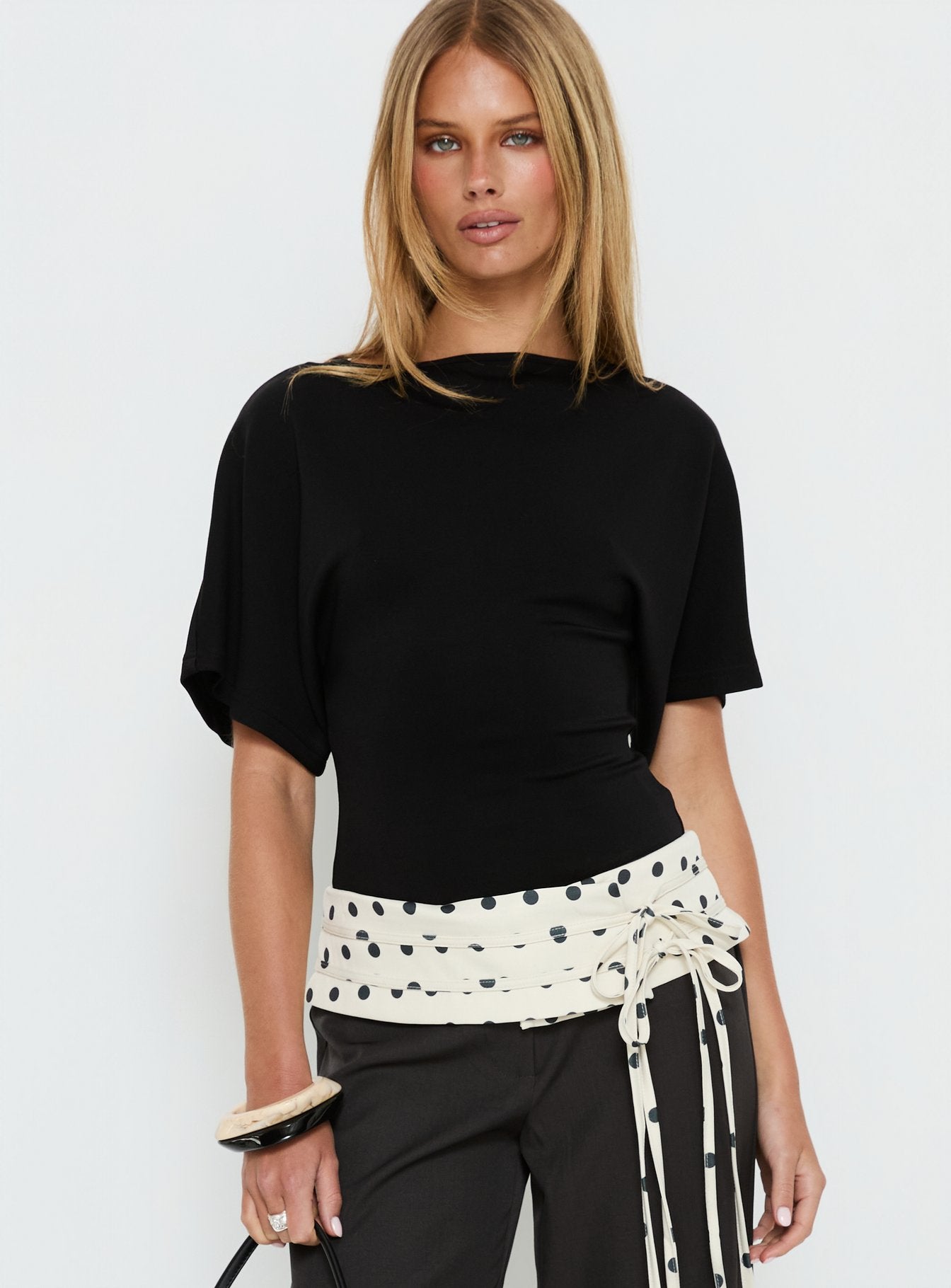 Alternative view of Arazia Cinched Short Sleeve Top Black