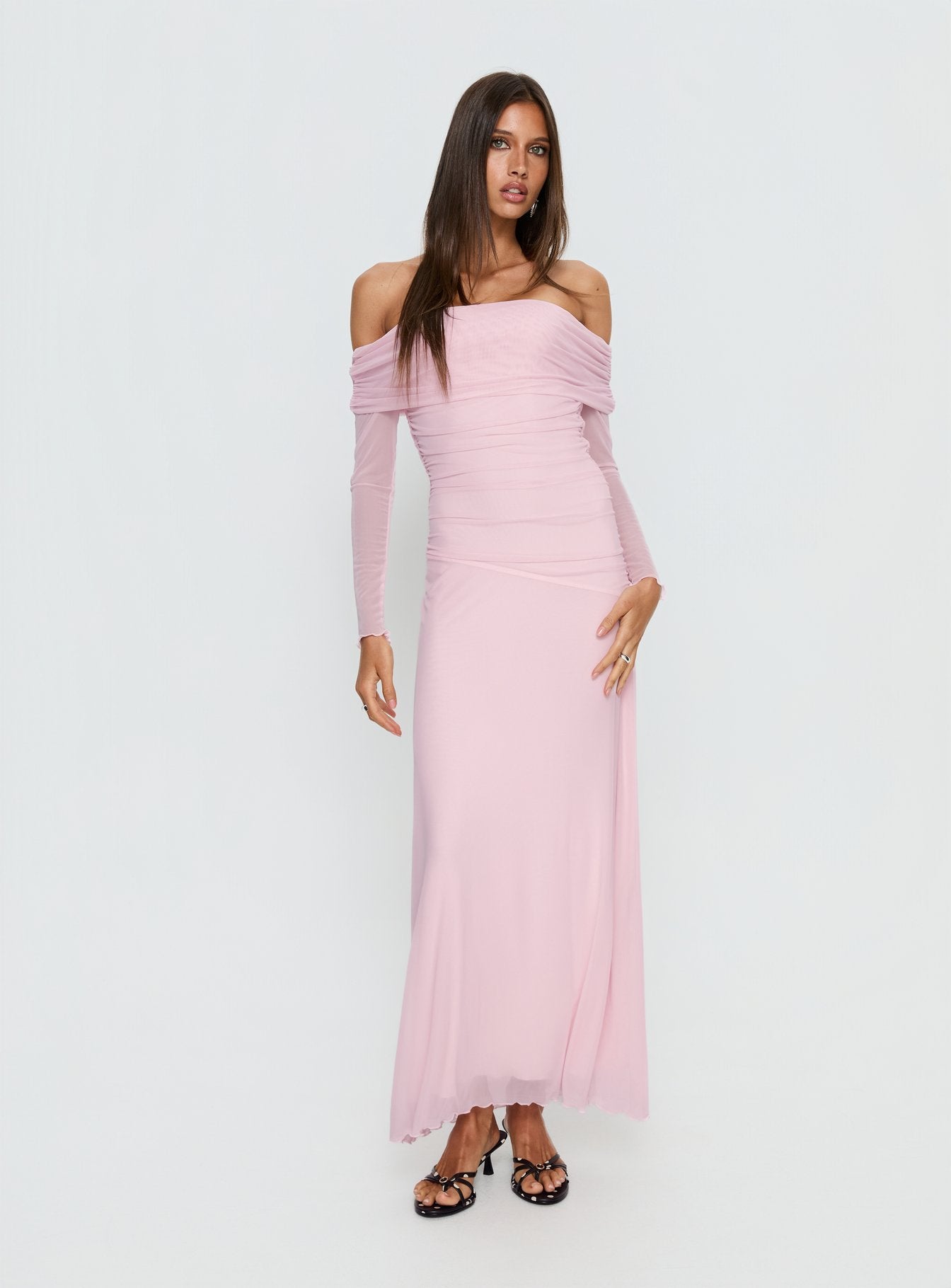 Alternative view of Emorissa Off Shoulder Long Sleeve Maxi Dress Soft Pink