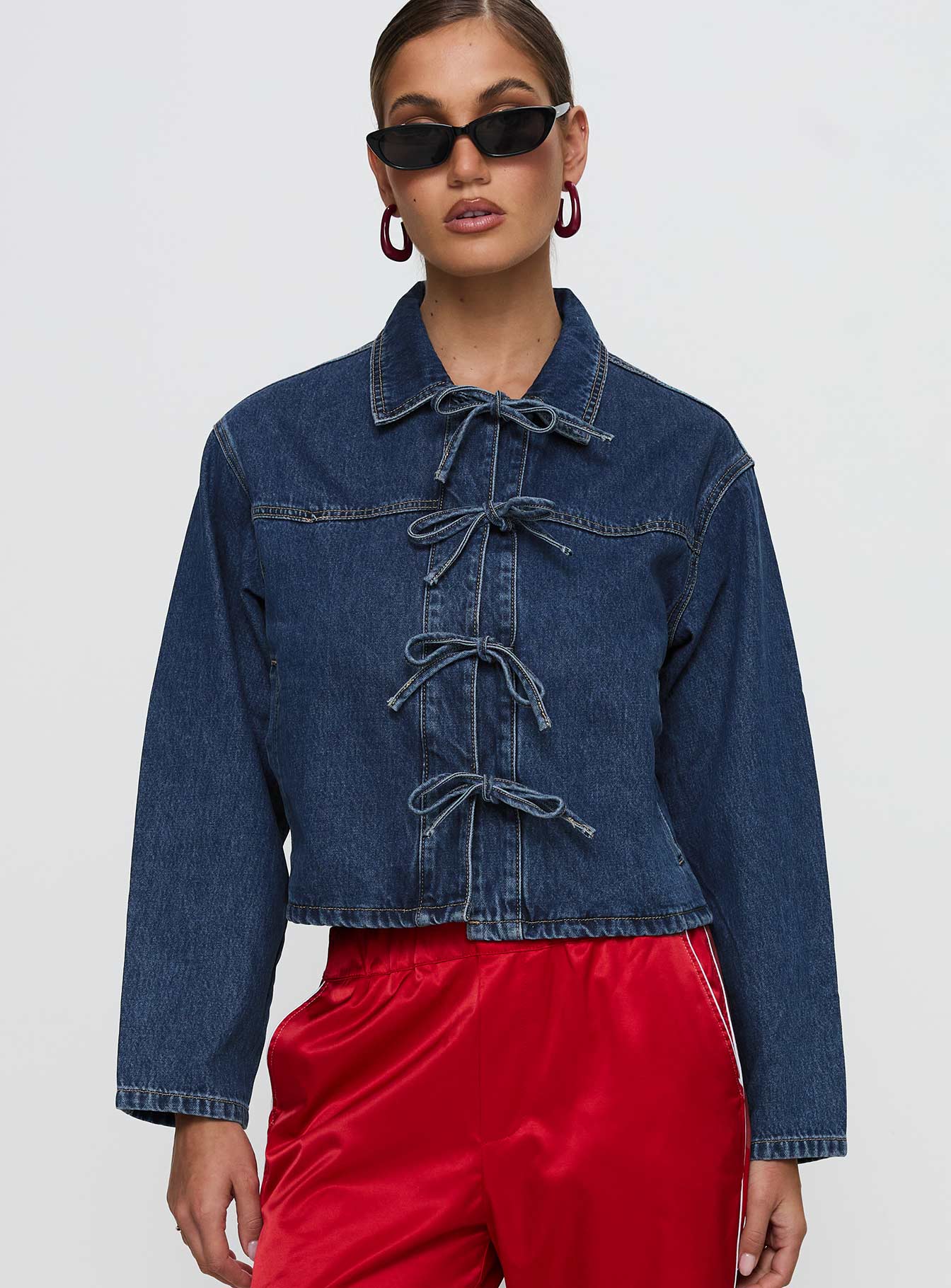 Alternative view of Good On You Bow Detail Jacket Blue Denim