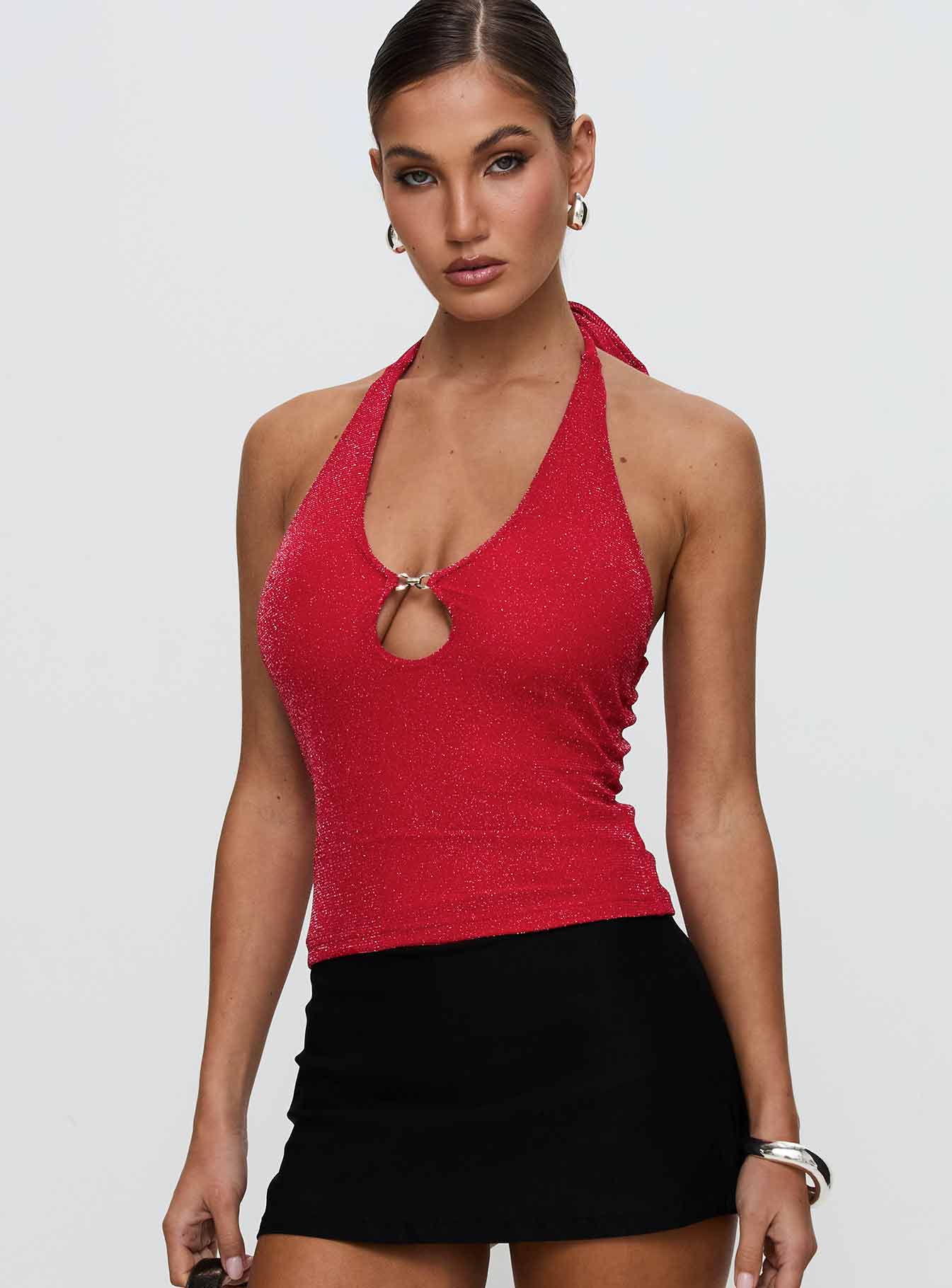 Alternative view of Allende Halter Top Red