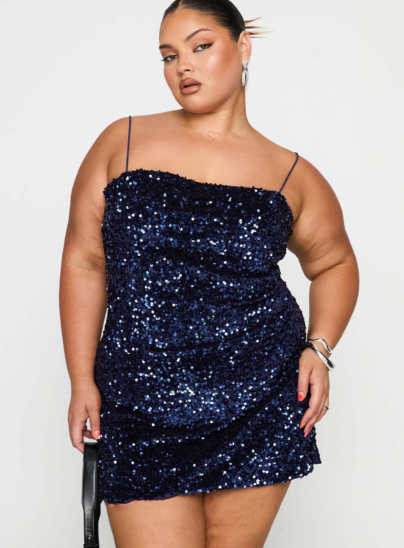 Alternative view of Layney Sequin Mini Dress Navy Curve