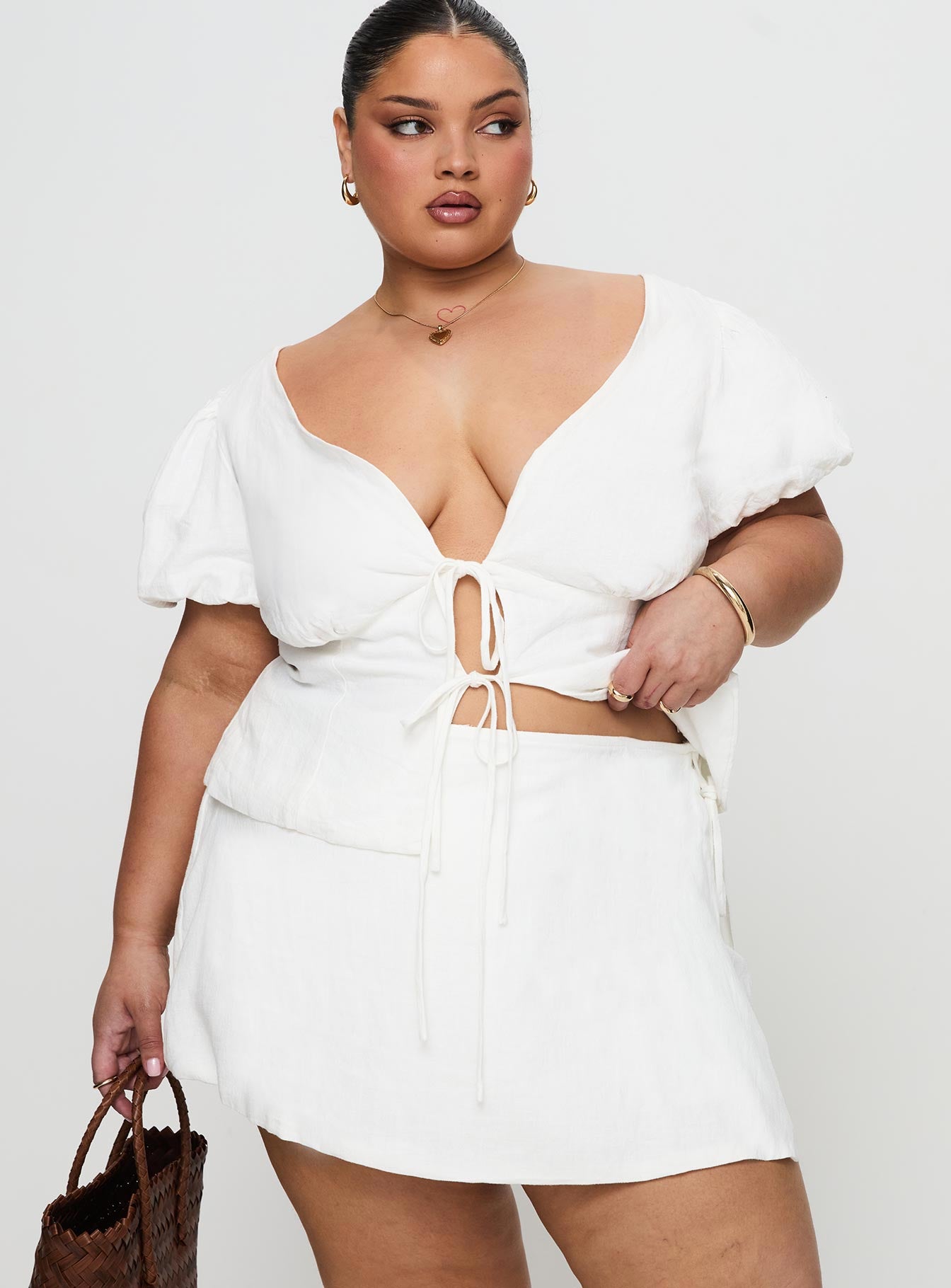 Alternative view of Gulliver Tie Side Mini Skort White Curve