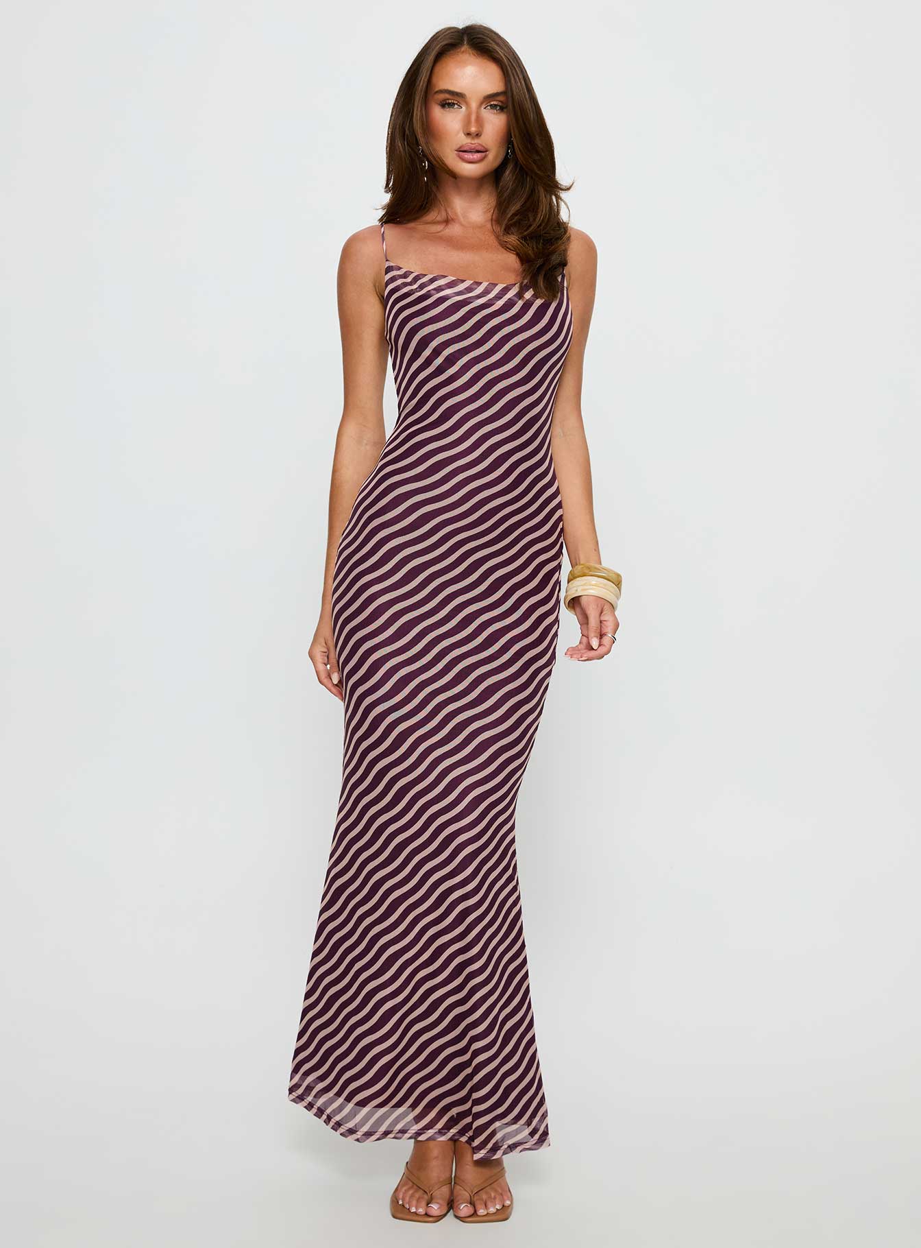 Alternative view of Aliah Cowl Neck Maxi Dress Plum Stripe