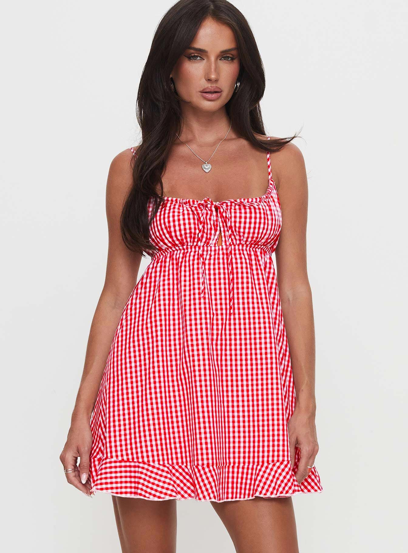 Empress Of Love Mini Dress Red Gingham - Image 2