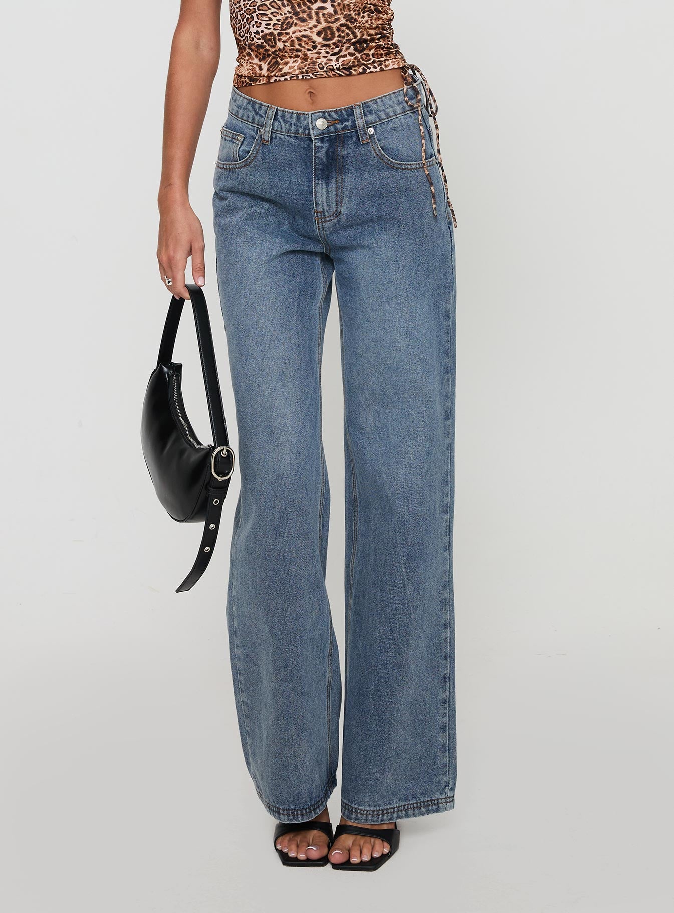 Alternative view of Everlong Mid Rise Straight Leg Jeans Mid Blue Wash