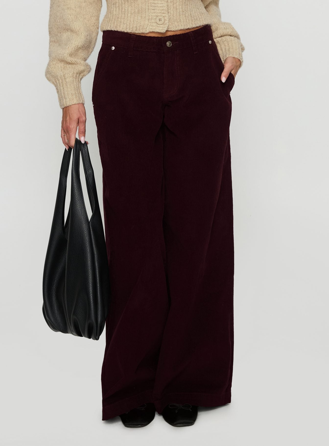 Alternative view of Jacynda Low Waist Wide Leg Corduroy Jeans Currant