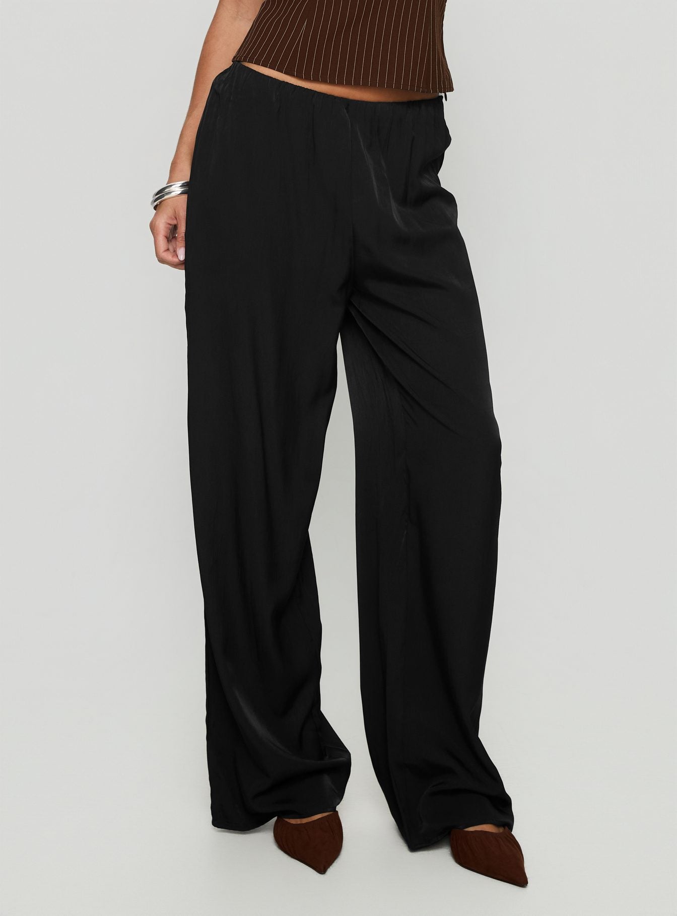 Alternative view of Breina Satin Straight Leg Pants Black