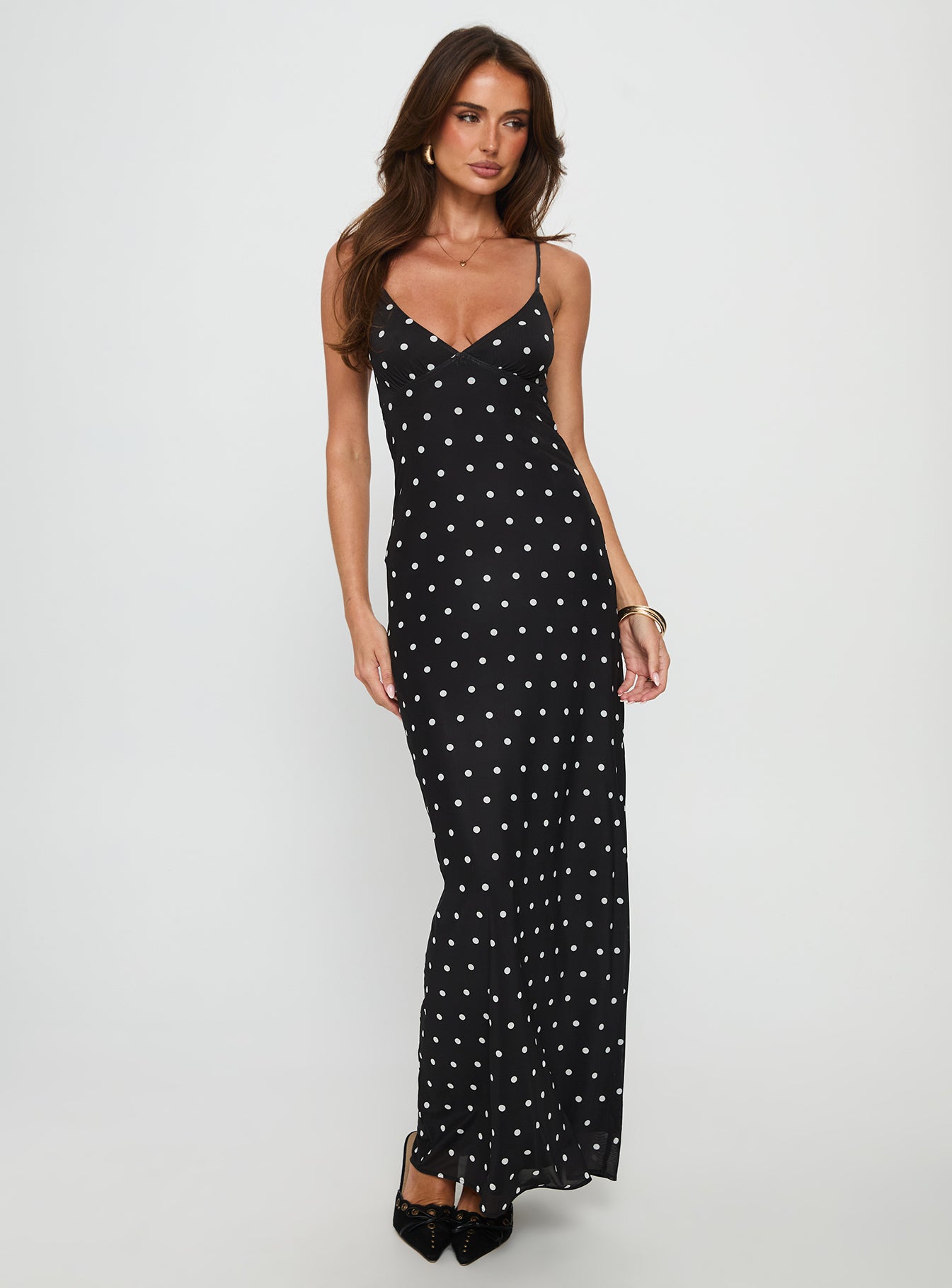 Alternative view of Glass Half Full Mesh Maxi Dress Black Polka