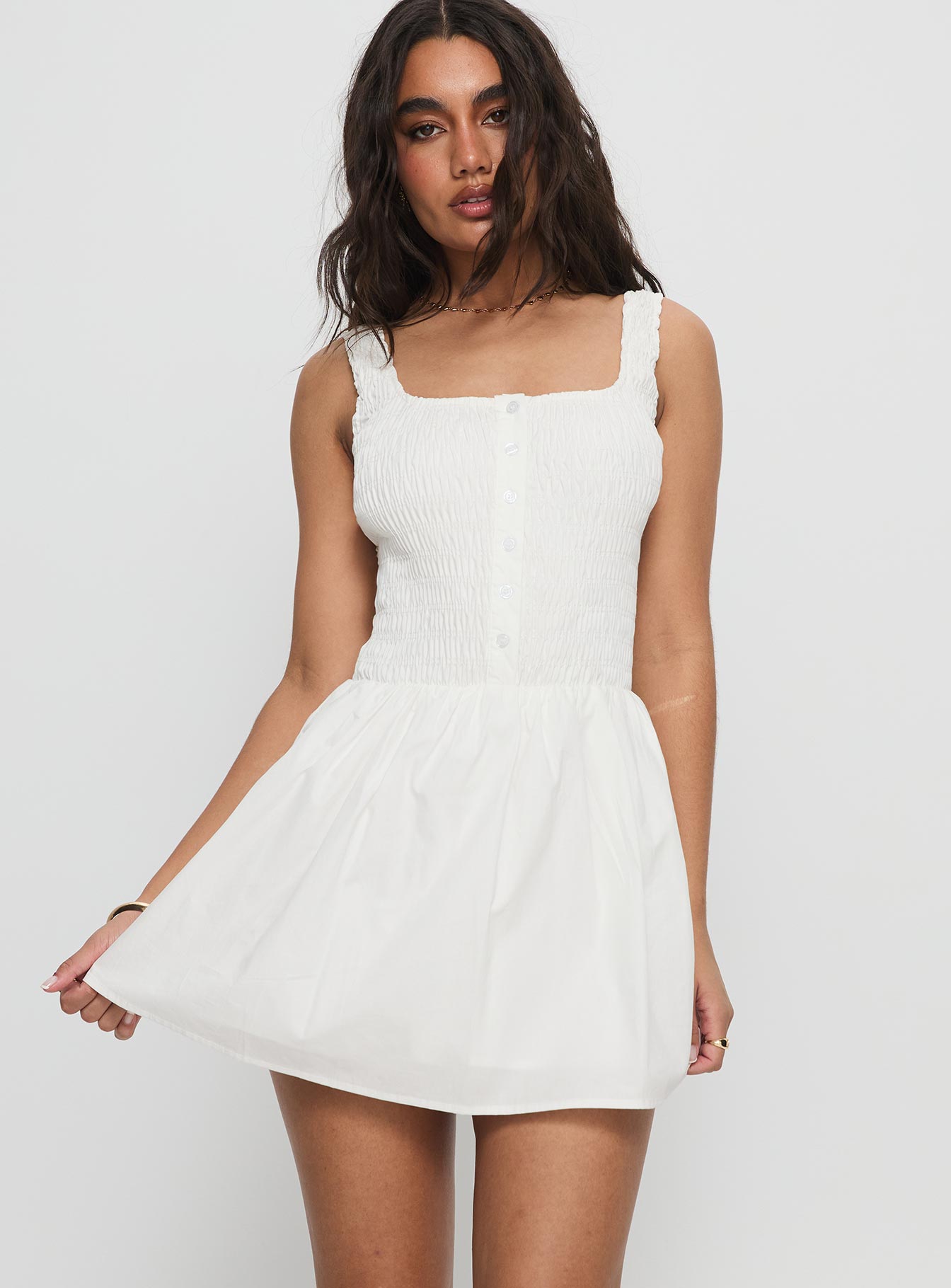Alternative view of Aurelise Shirred Mini Dress White